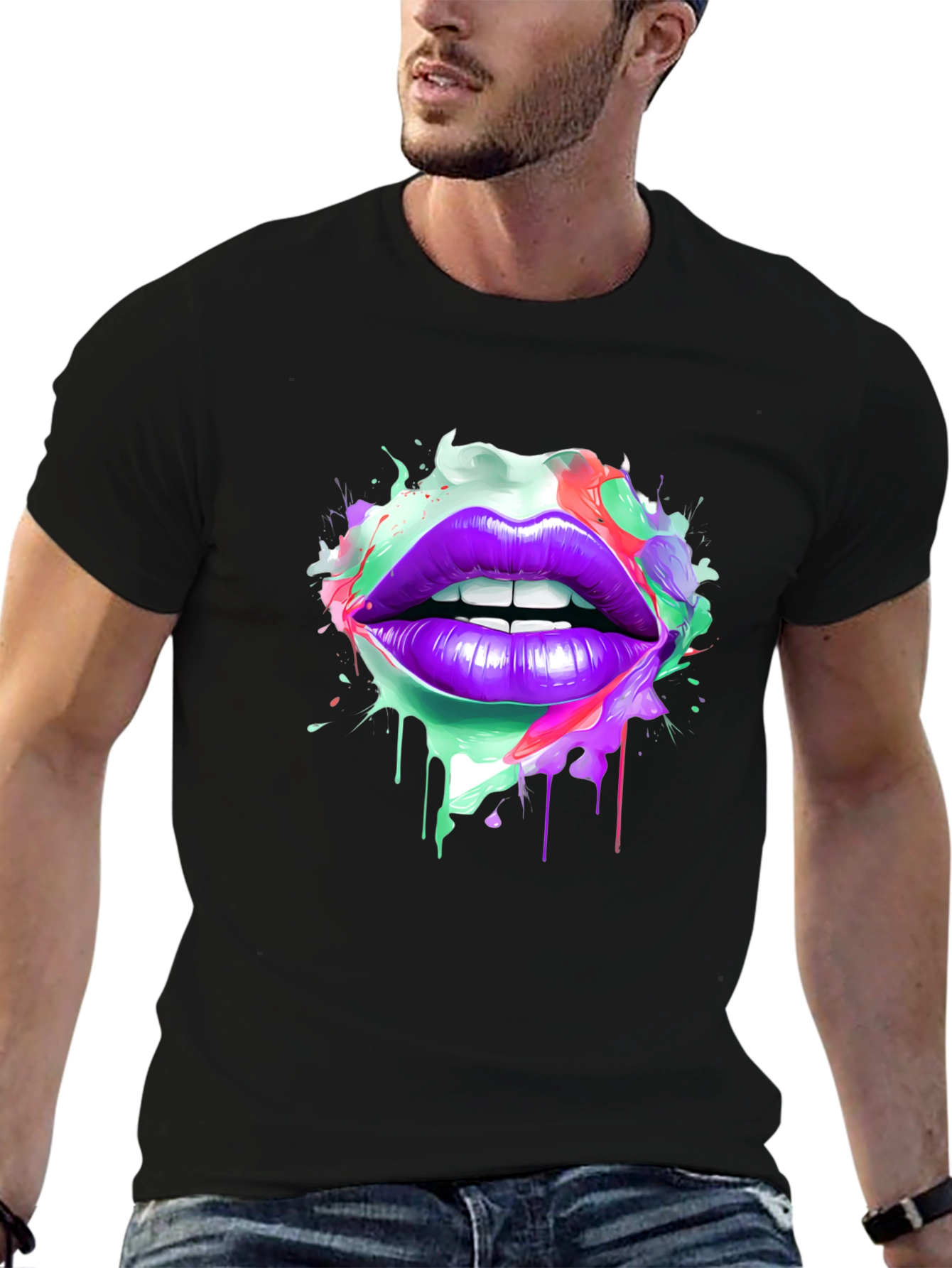 Colorful Lips Graphic T-Shirt