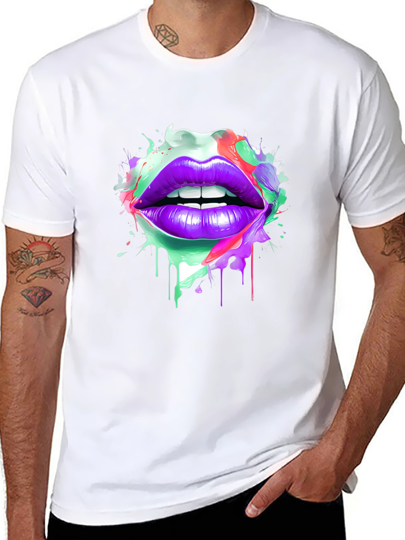 Colorful Lips Graphic T-Shirt
