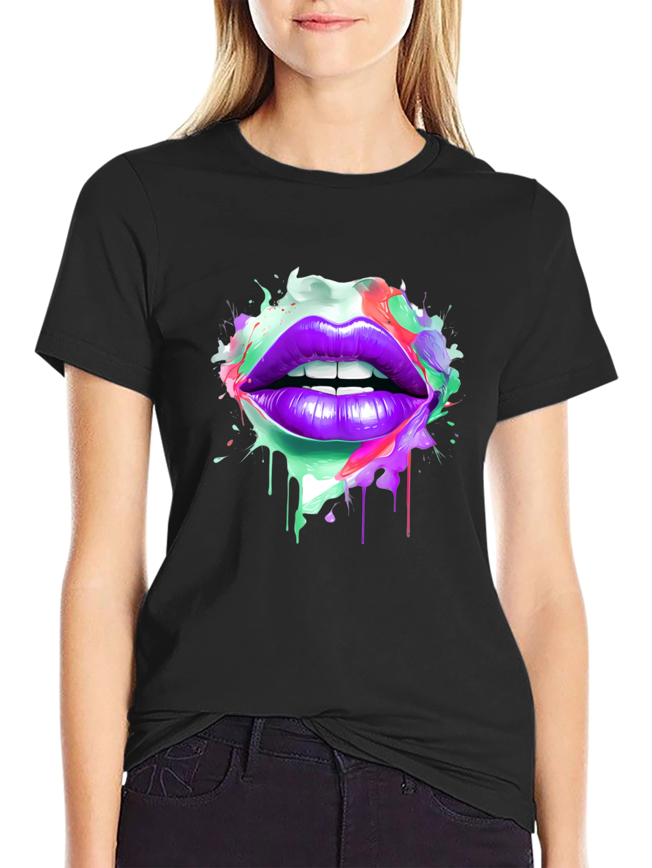 Colorful Lips Graphic T-Shirt