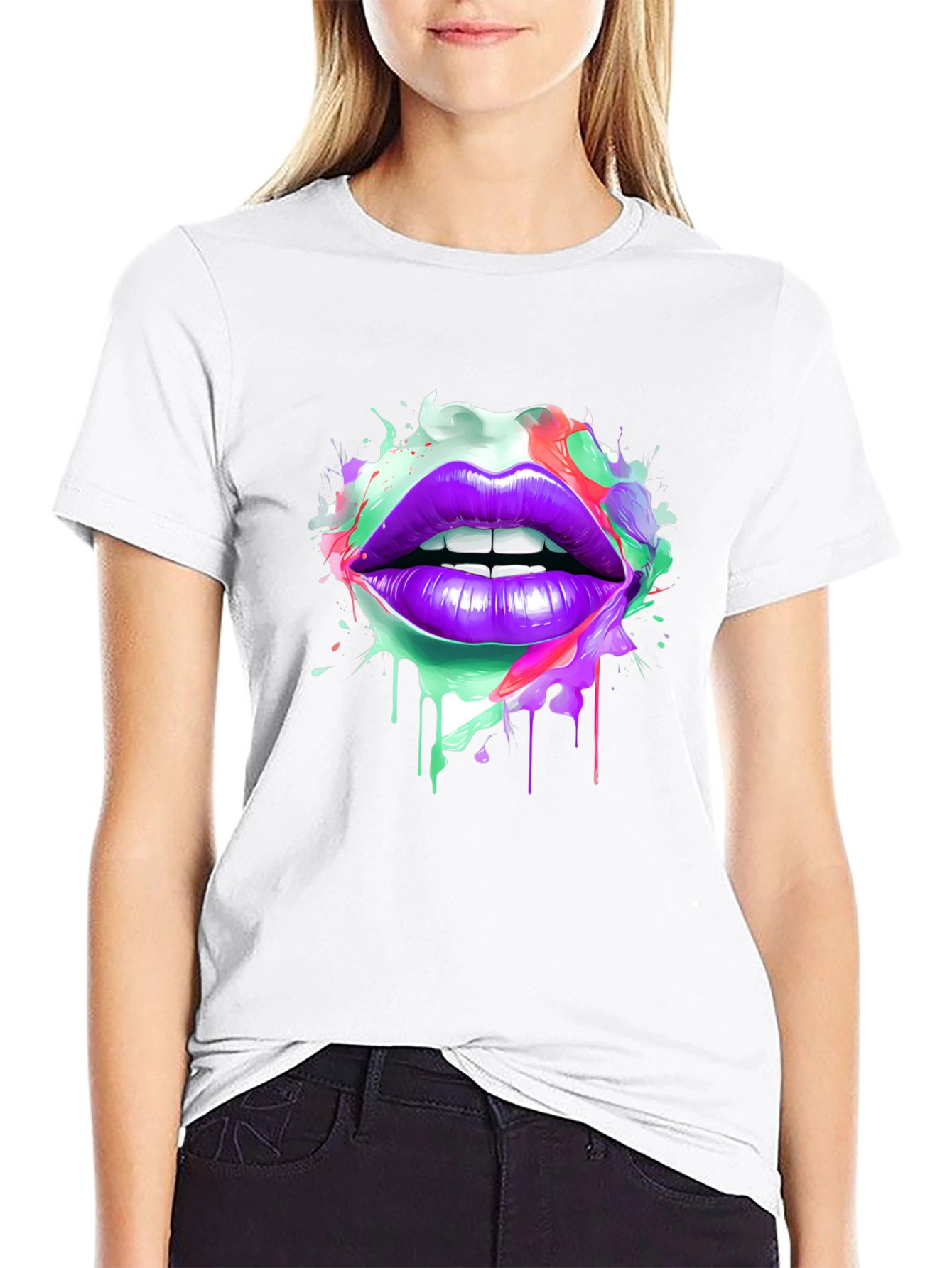 Colorful Lips Graphic T-Shirt
