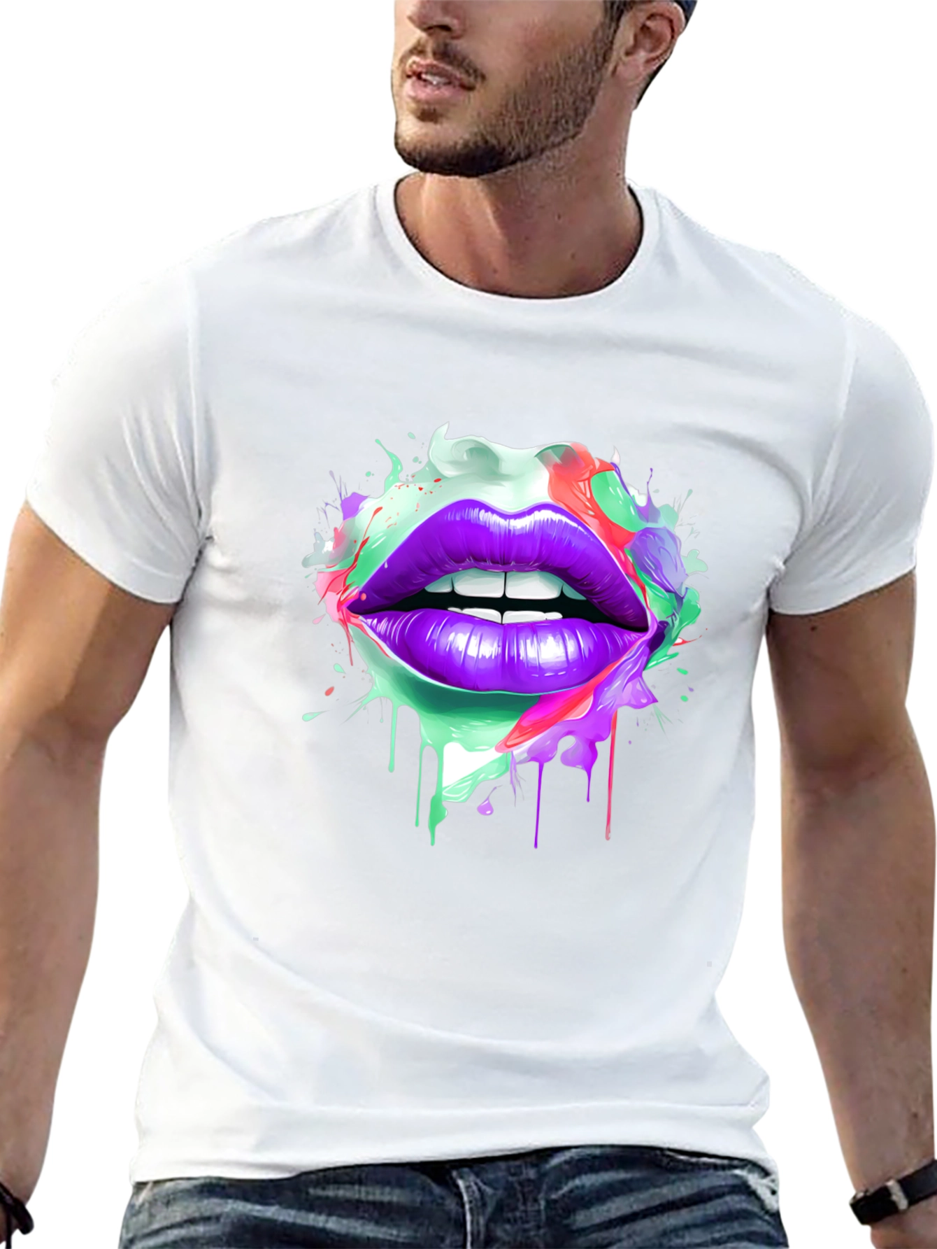 Colorful Lips Graphic T-Shirt