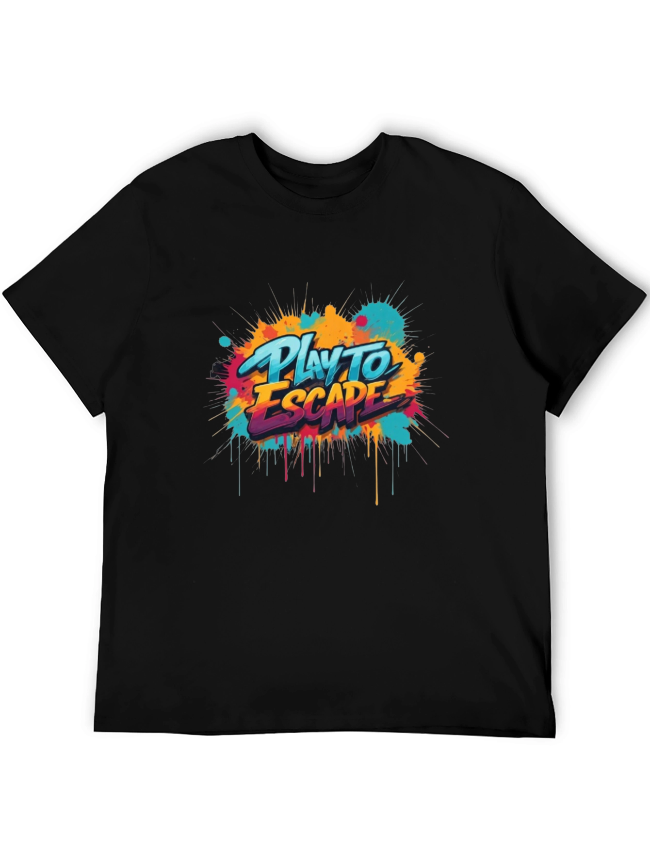 Play to Escape Graphic Tee - Black Crewneck T-Shirt