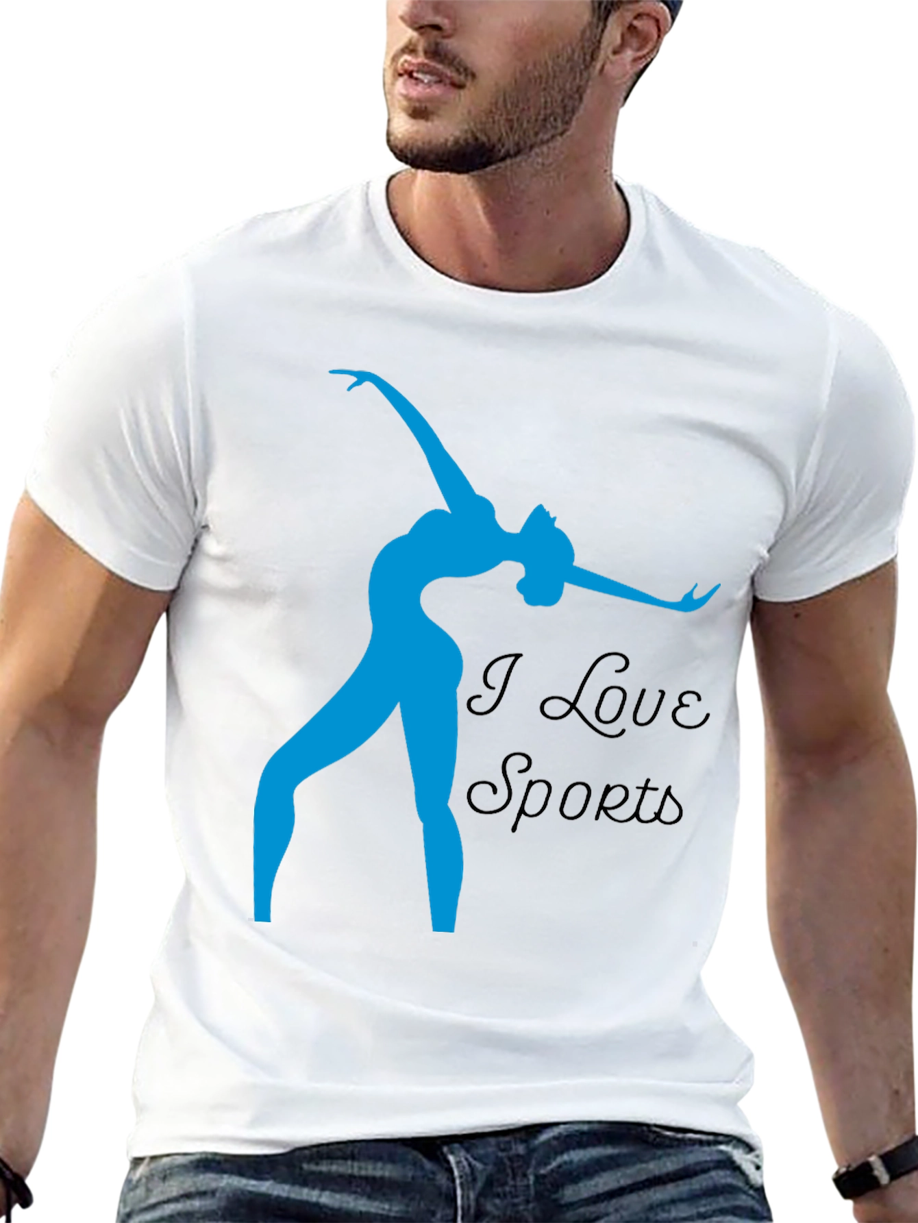 I Love Sports T-Shirt - Black Cotton Blend