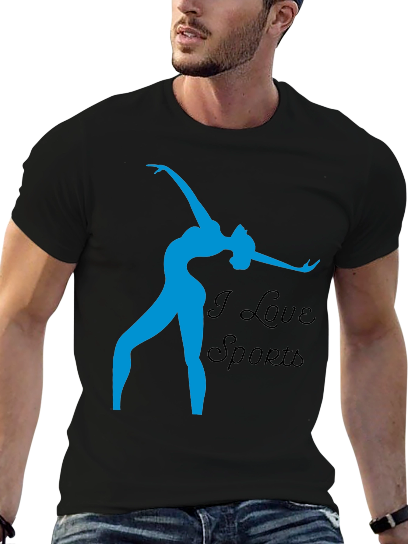 I Love Sports T-Shirt - Black Cotton Blend