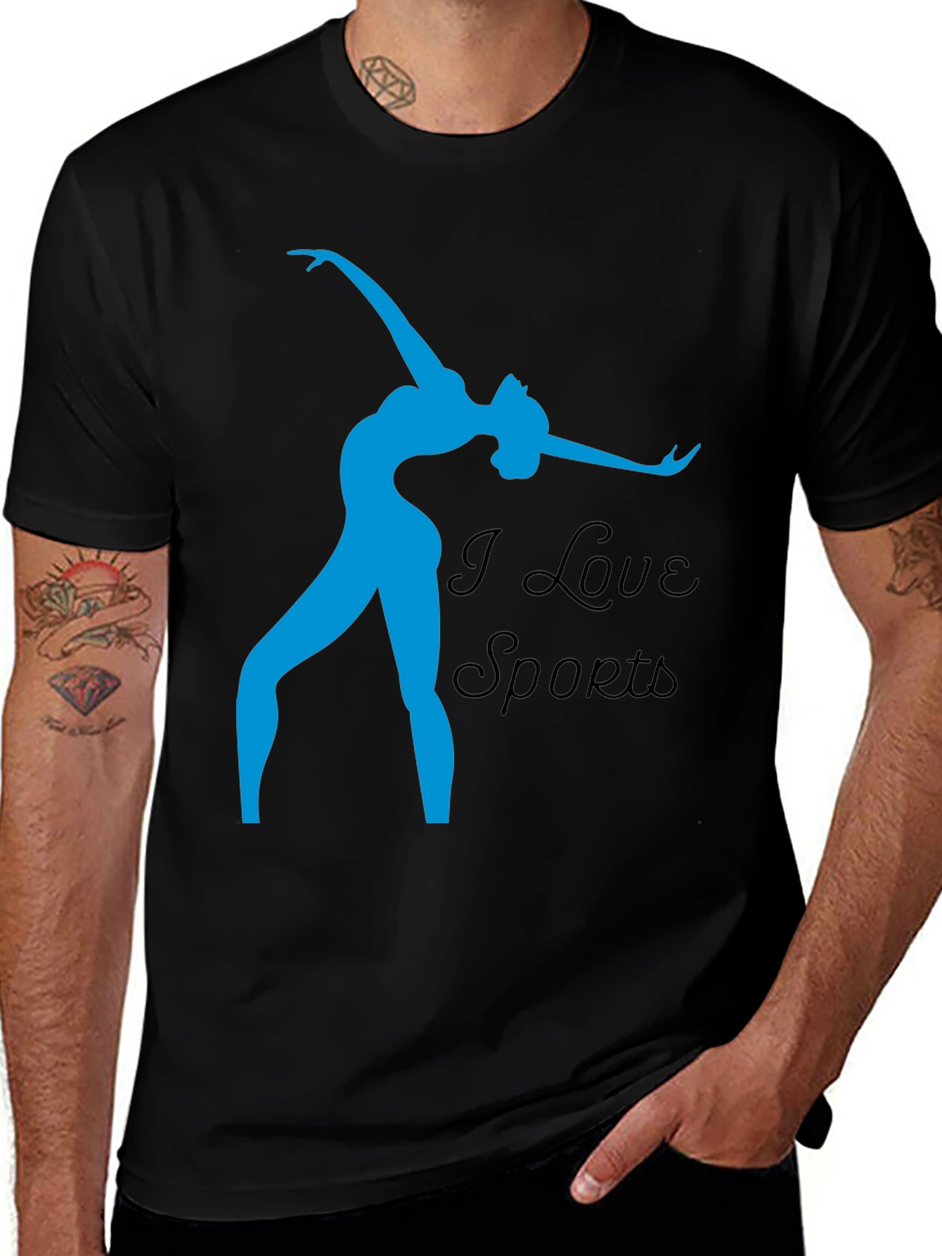 I Love Sports T-Shirt - Black Cotton Blend