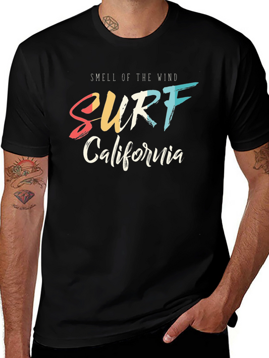 Surf California Graphic Tee - Smell of the Wind - Unisex Black T-Shirt