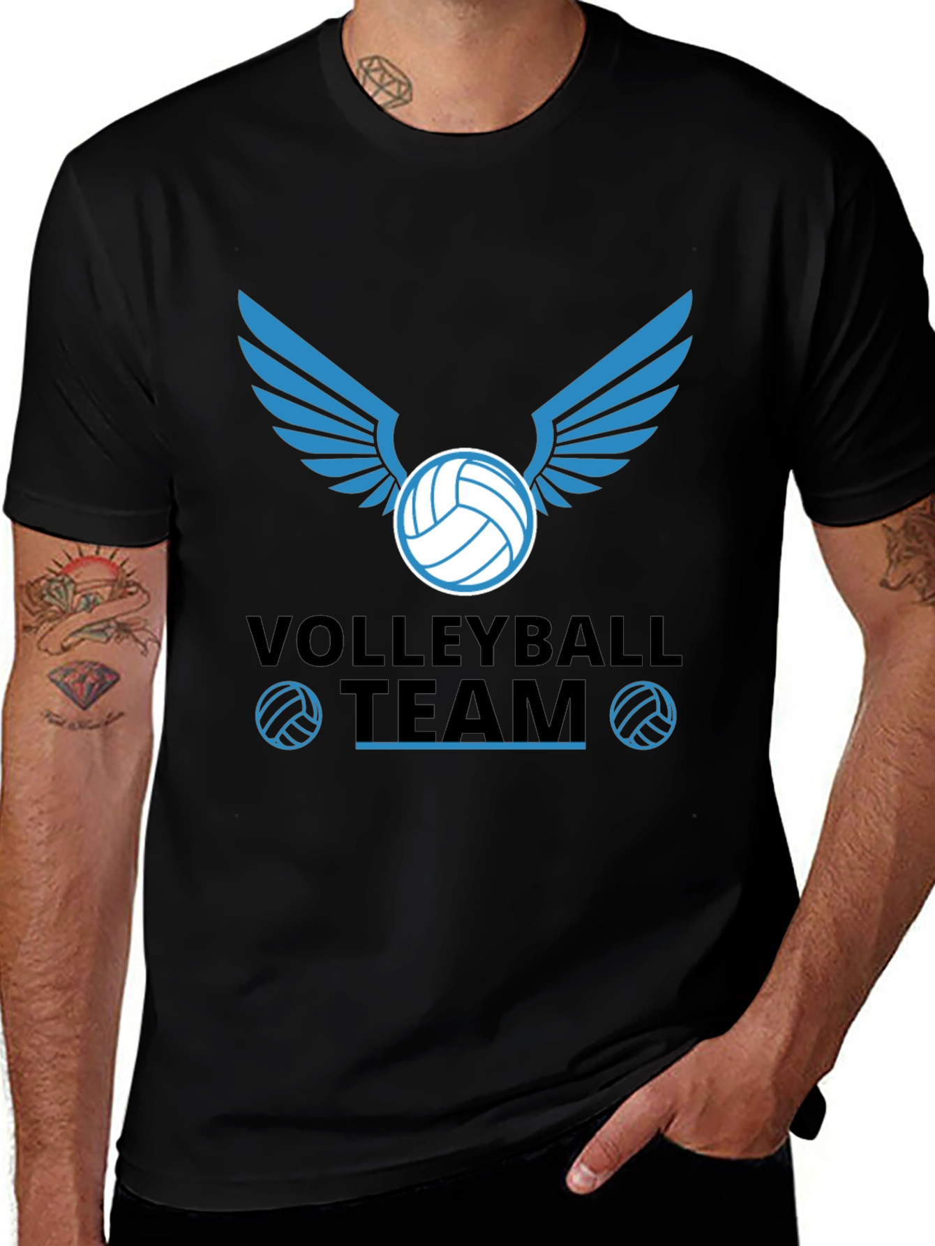 Volleyball Team Graphic Tee - Black
