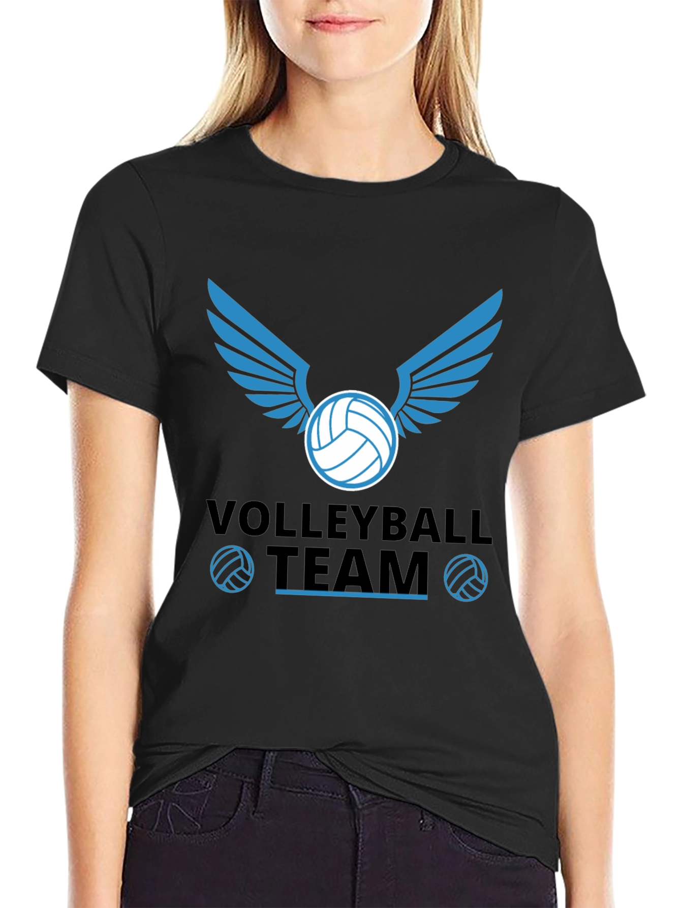 Volleyball Team Graphic Tee - Black