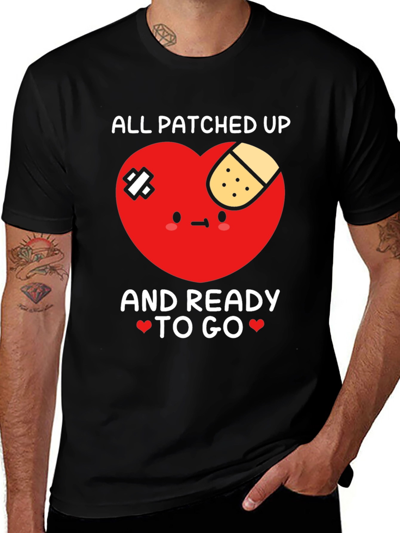 Patched Up Heart Graphic T-Shirt - Ready to Go!