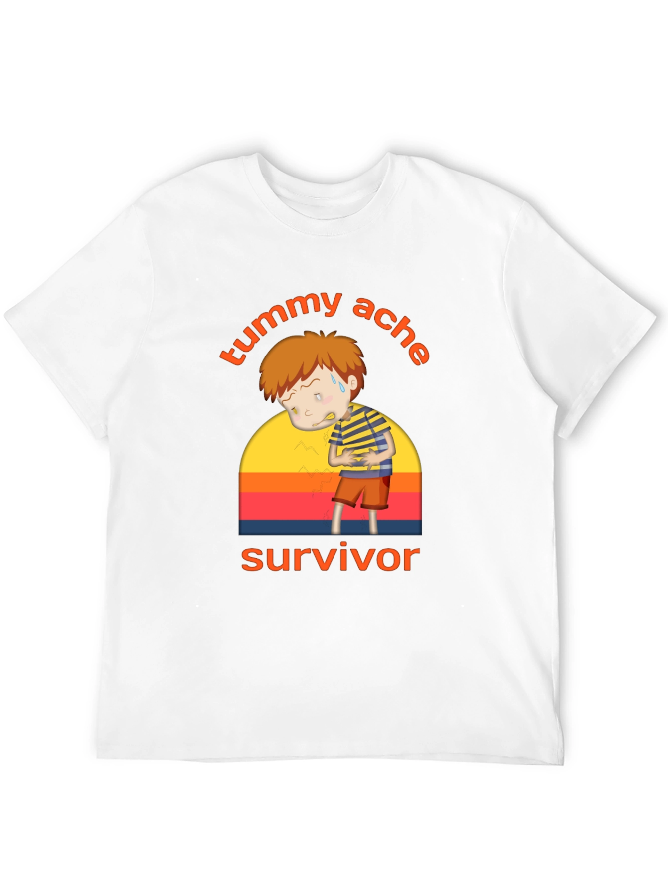 Tummy Ache Survivor T-Shirt - Funny Cartoon Design