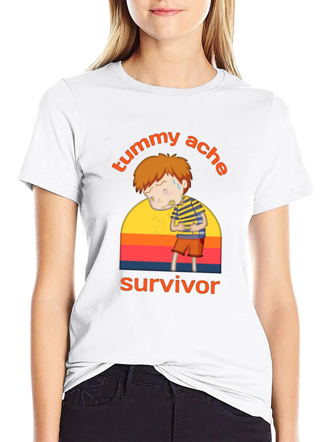 Tummy Ache Survivor T-Shirt - Funny Cartoon Design