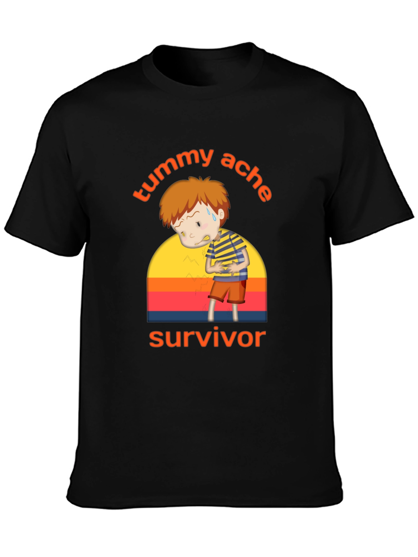 Tummy Ache Survivor T-Shirt - Funny Cartoon Design