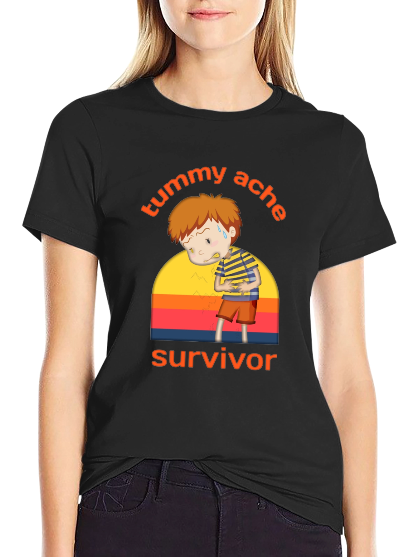 Tummy Ache Survivor T-Shirt - Funny Cartoon Design