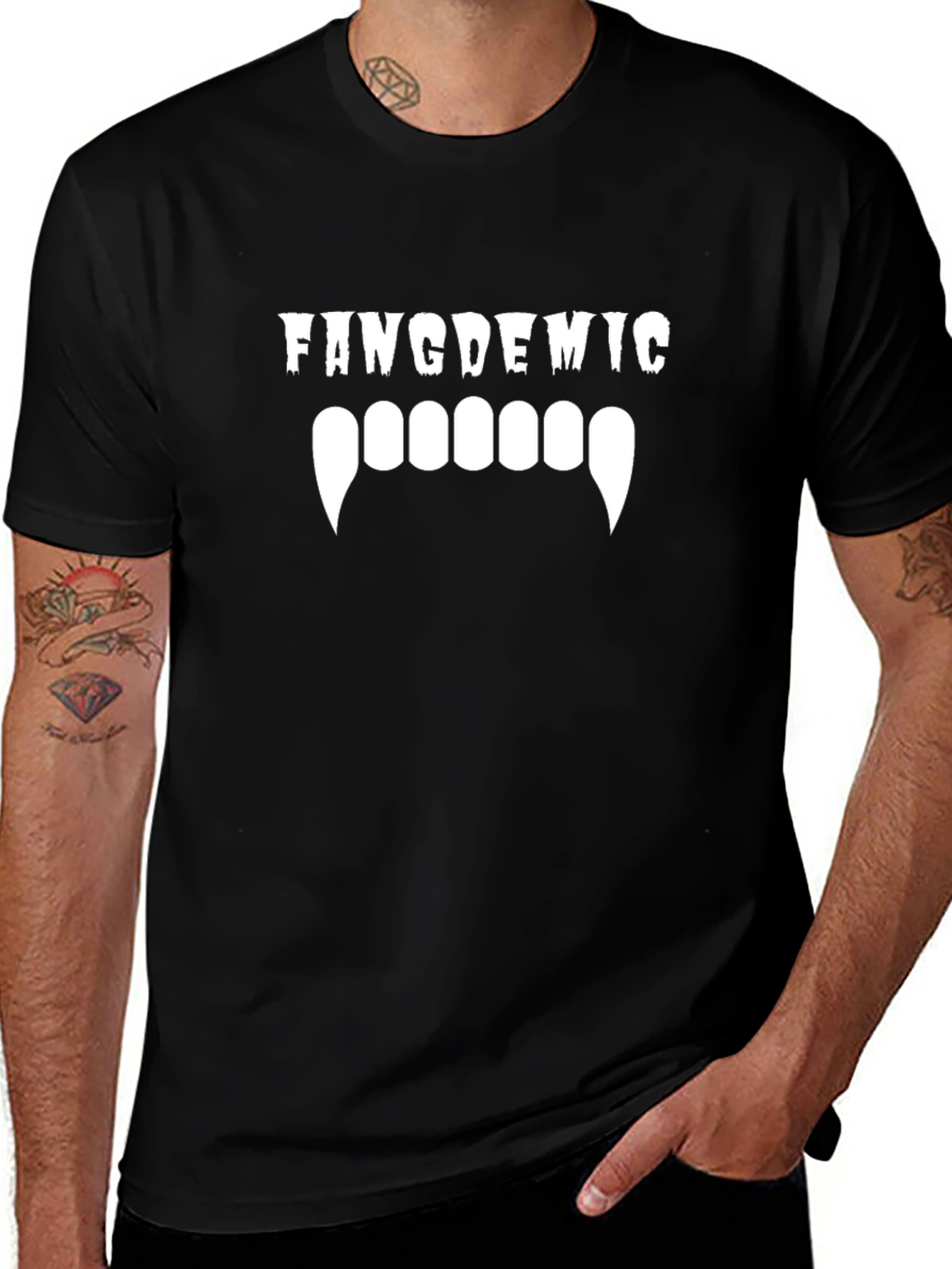 Fangdemic Vampire Teeth Graphic T-Shirt - Black