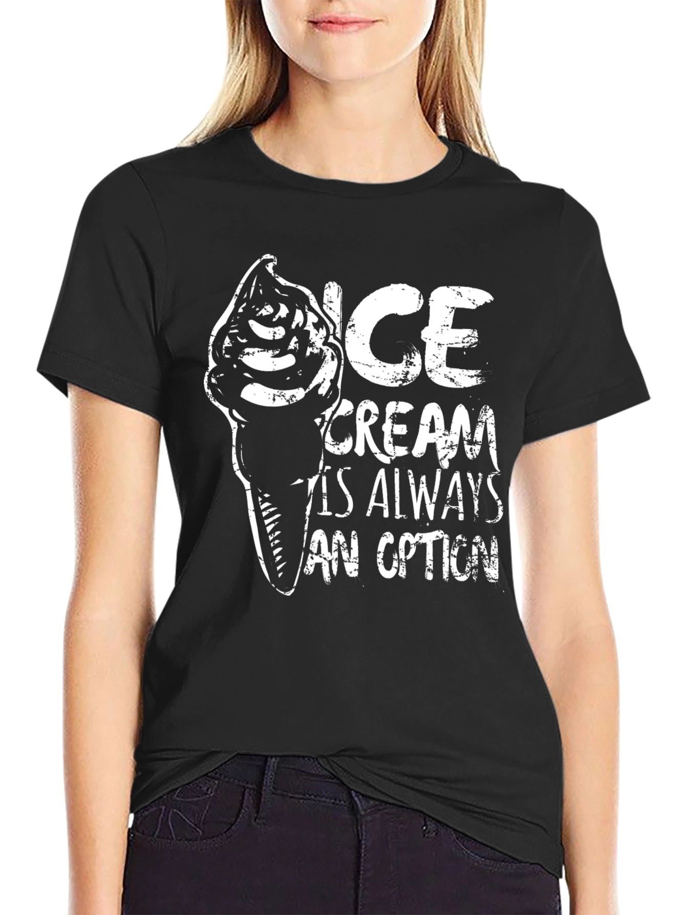 Ice Cream is Always an Option Black Graphic Tee