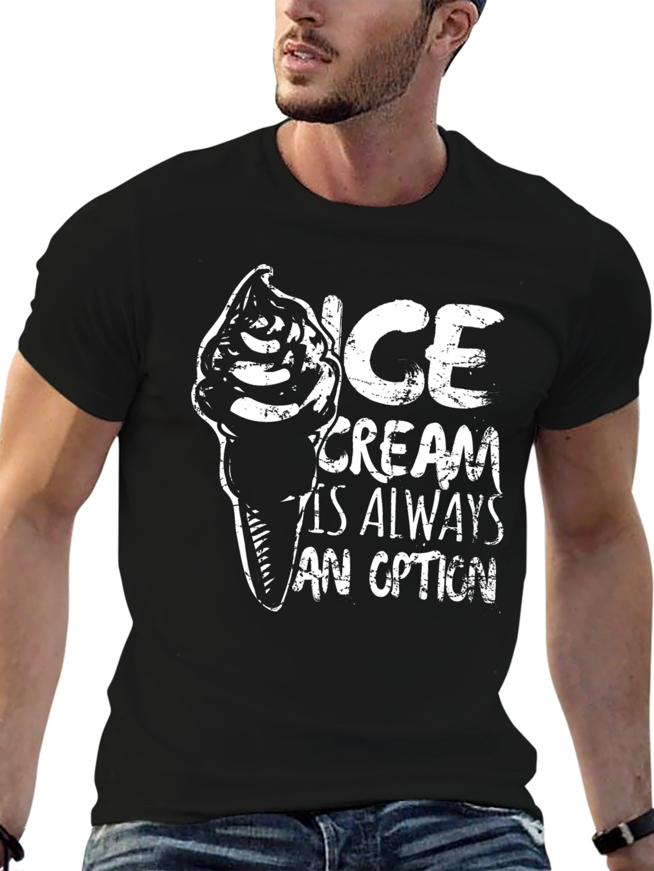 Ice Cream is Always an Option Black Graphic Tee