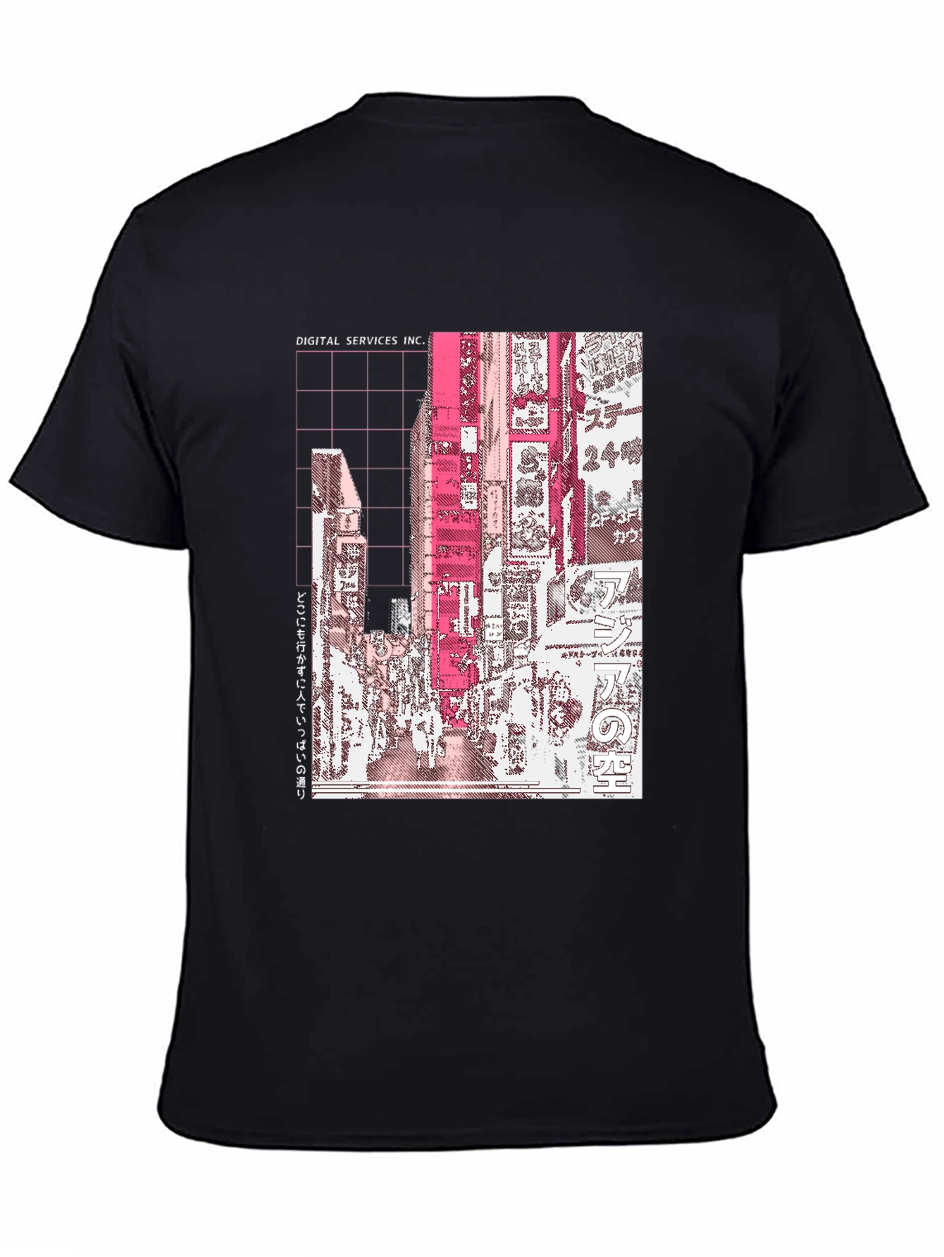Digital Services Inc. Anime Cityscape Black Tee