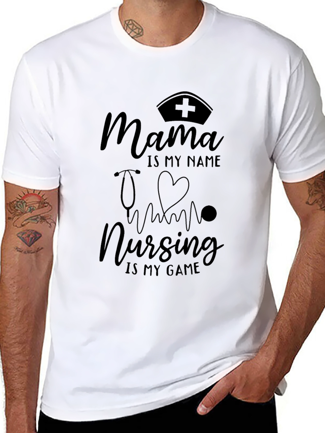Mama Nursing is My Game Black T-Shirt