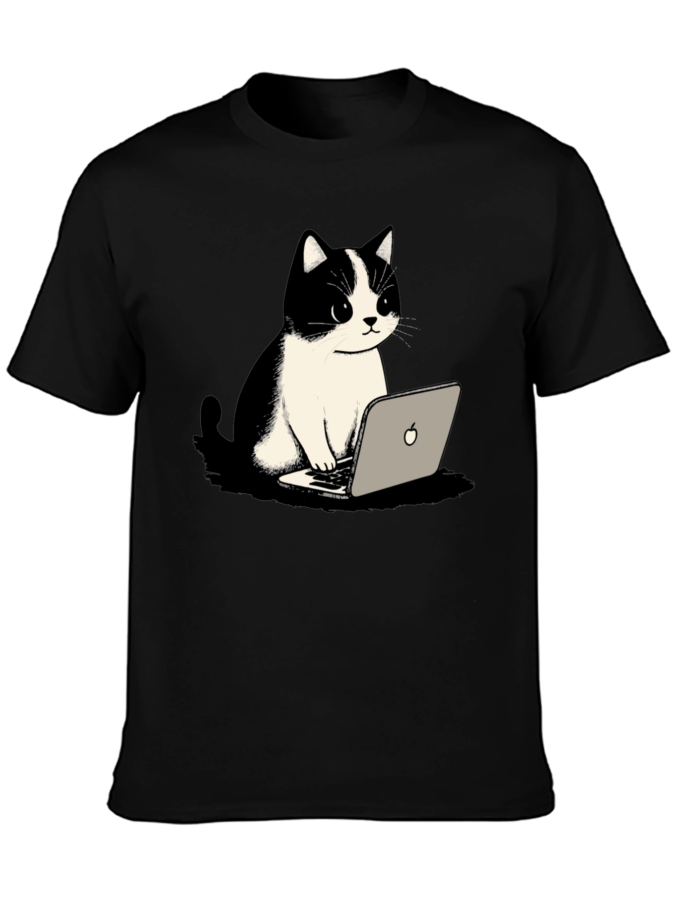 Cat on Laptop Graphic T-Shirt - Cool & Quirky