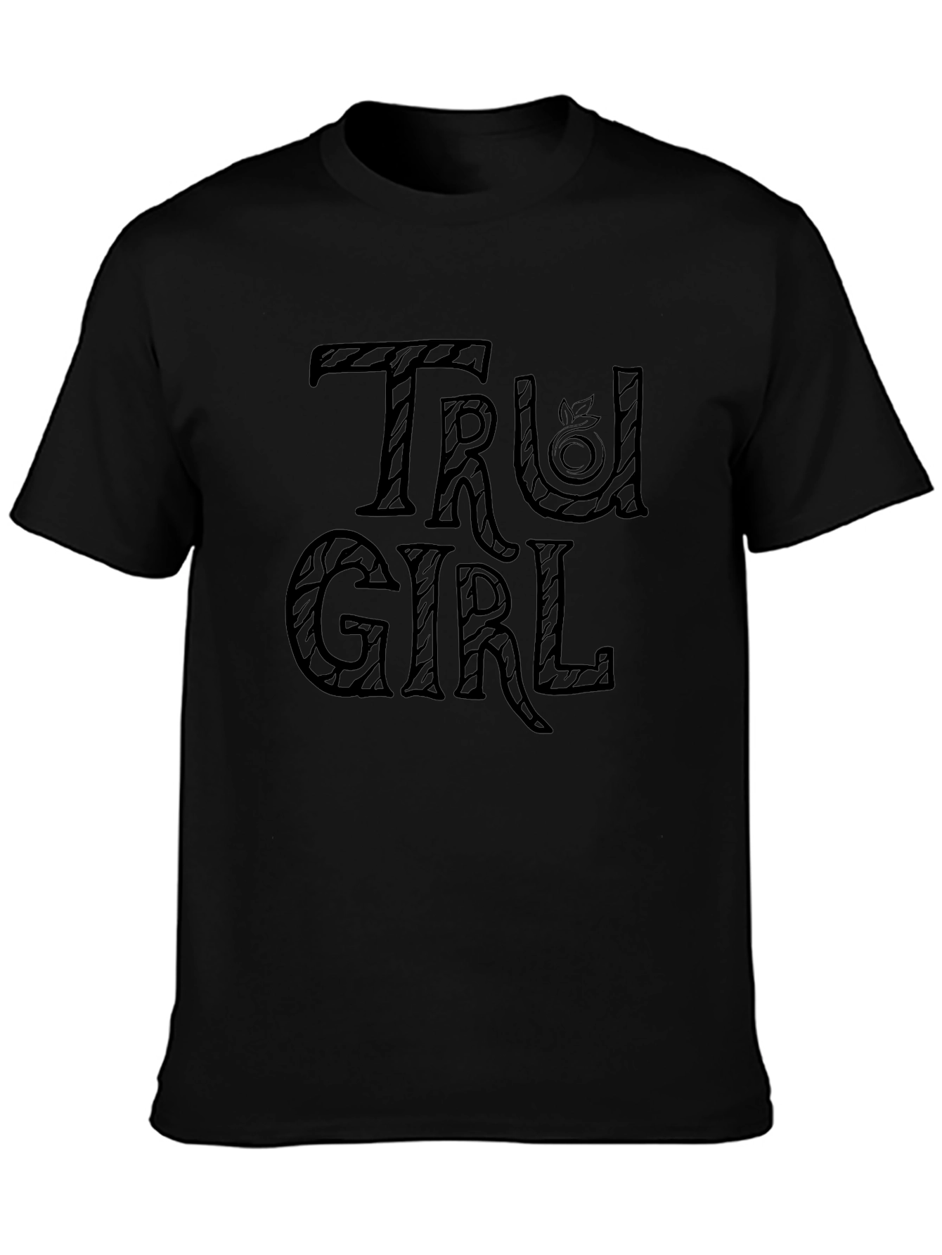 Tru Girl Peach Graphic Black T-Shirt