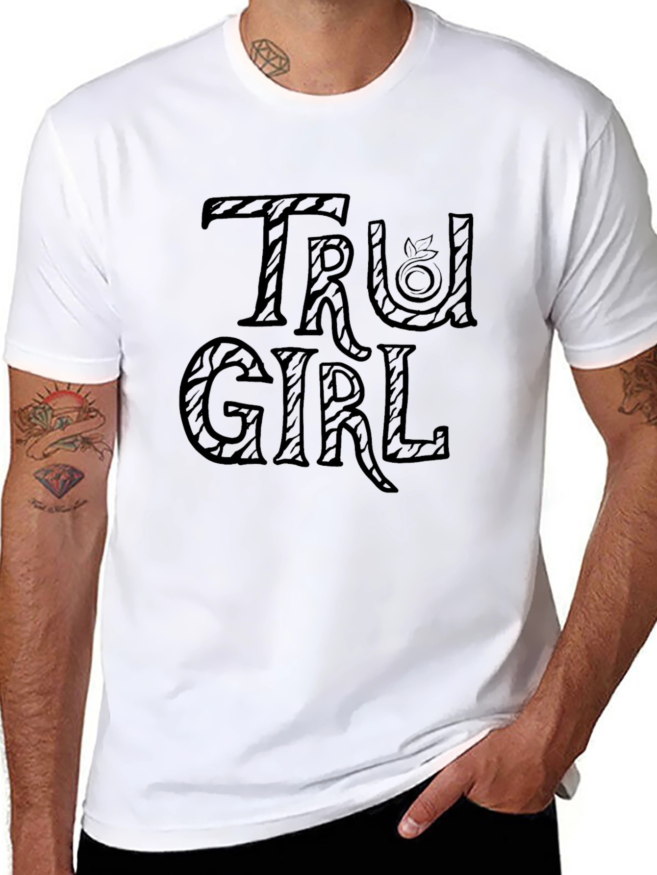 Tru Girl Peach Graphic Black T-Shirt