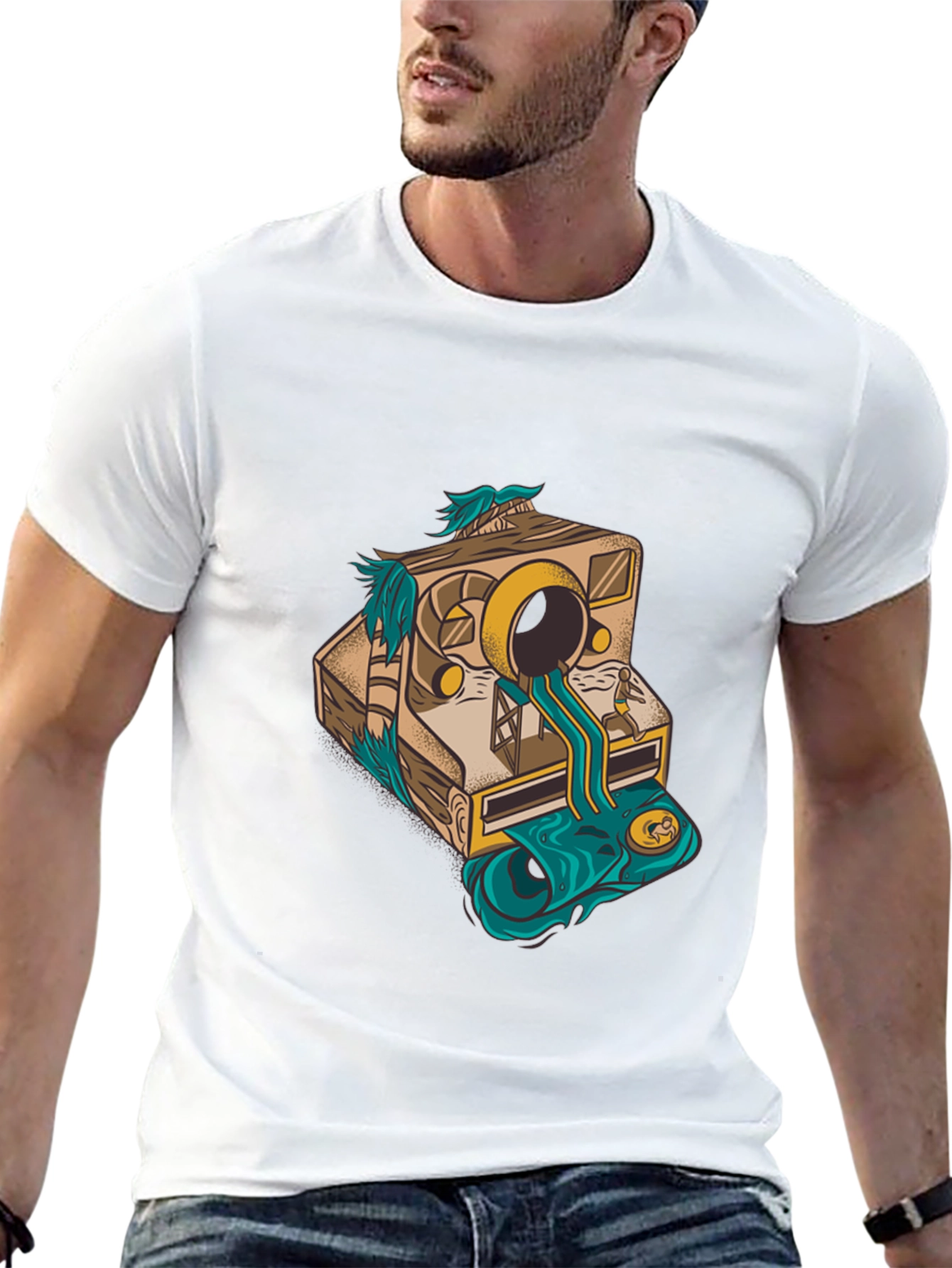 Camera Surrealism Mens Black Graphic Tee