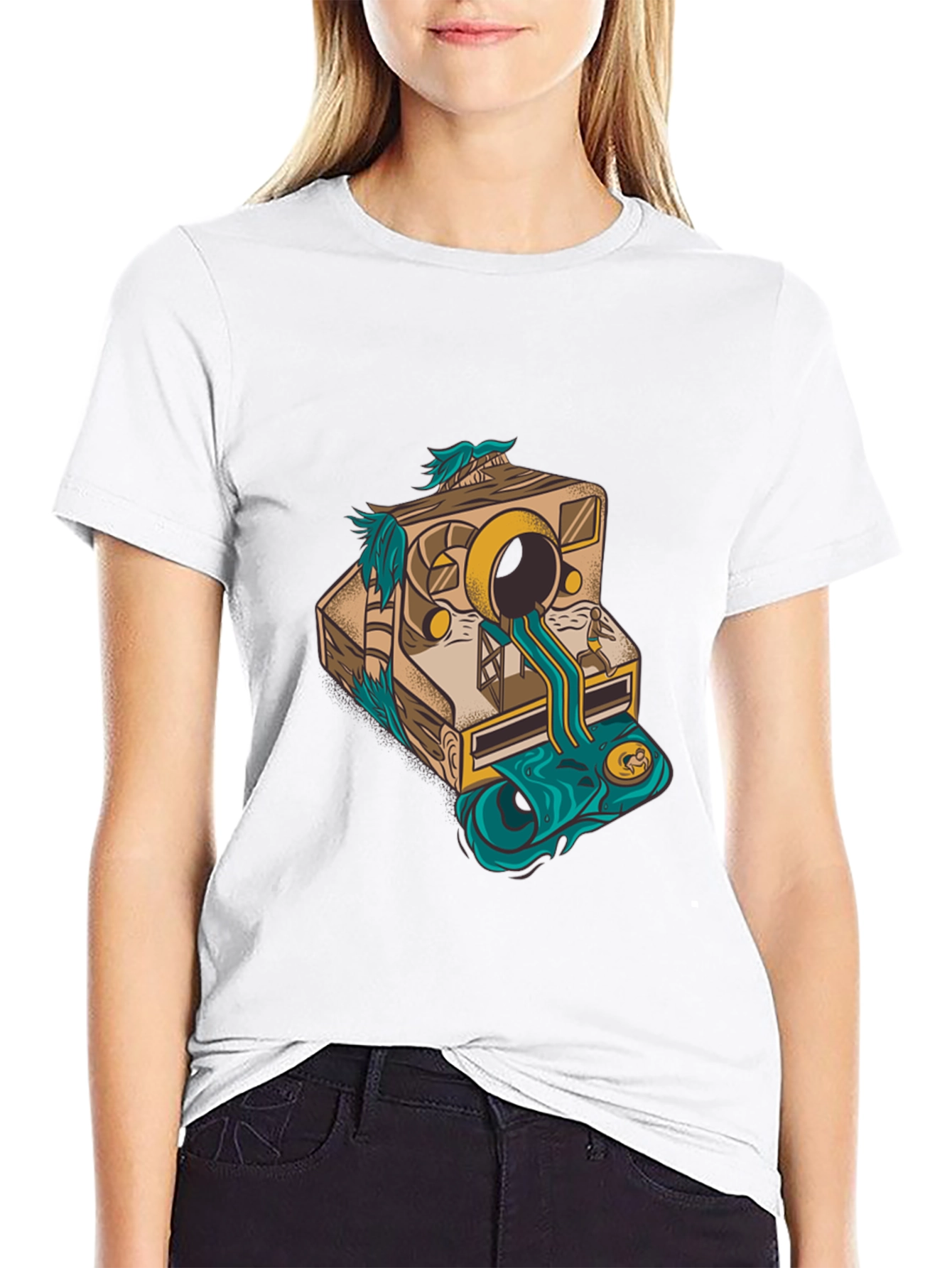 Camera Surrealism Mens Black Graphic Tee