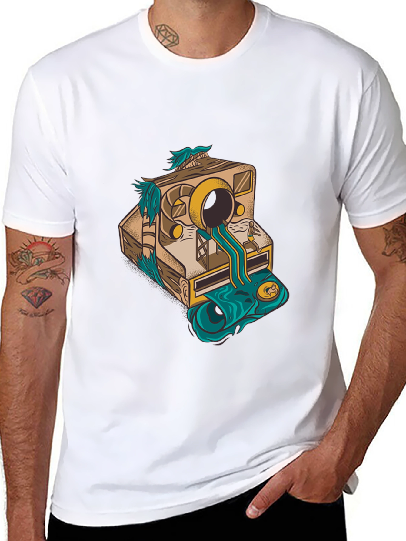 Camera Surrealism Mens Black Graphic Tee
