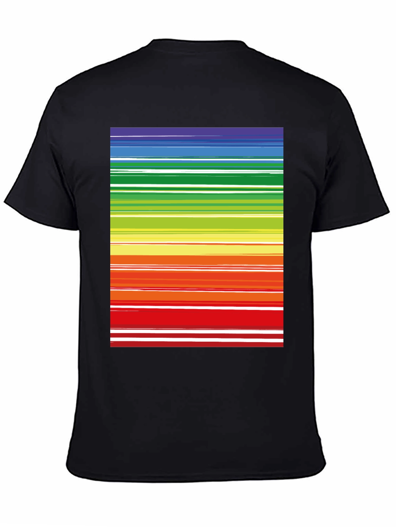 Rainbow Stripes Black Tee - Bold & Bright Style