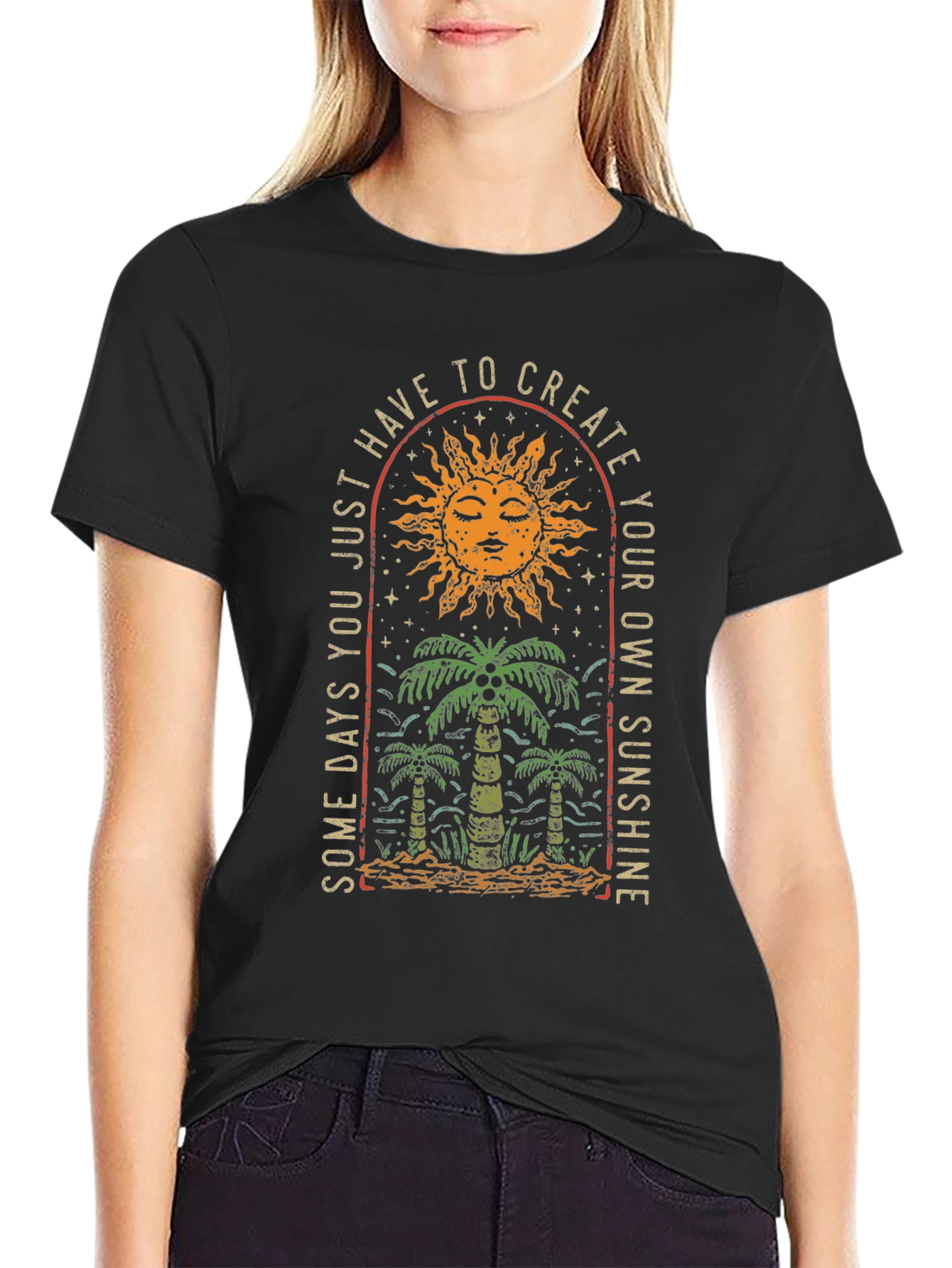 Sun & Palm Graphic Tee: Create Your Sunshine