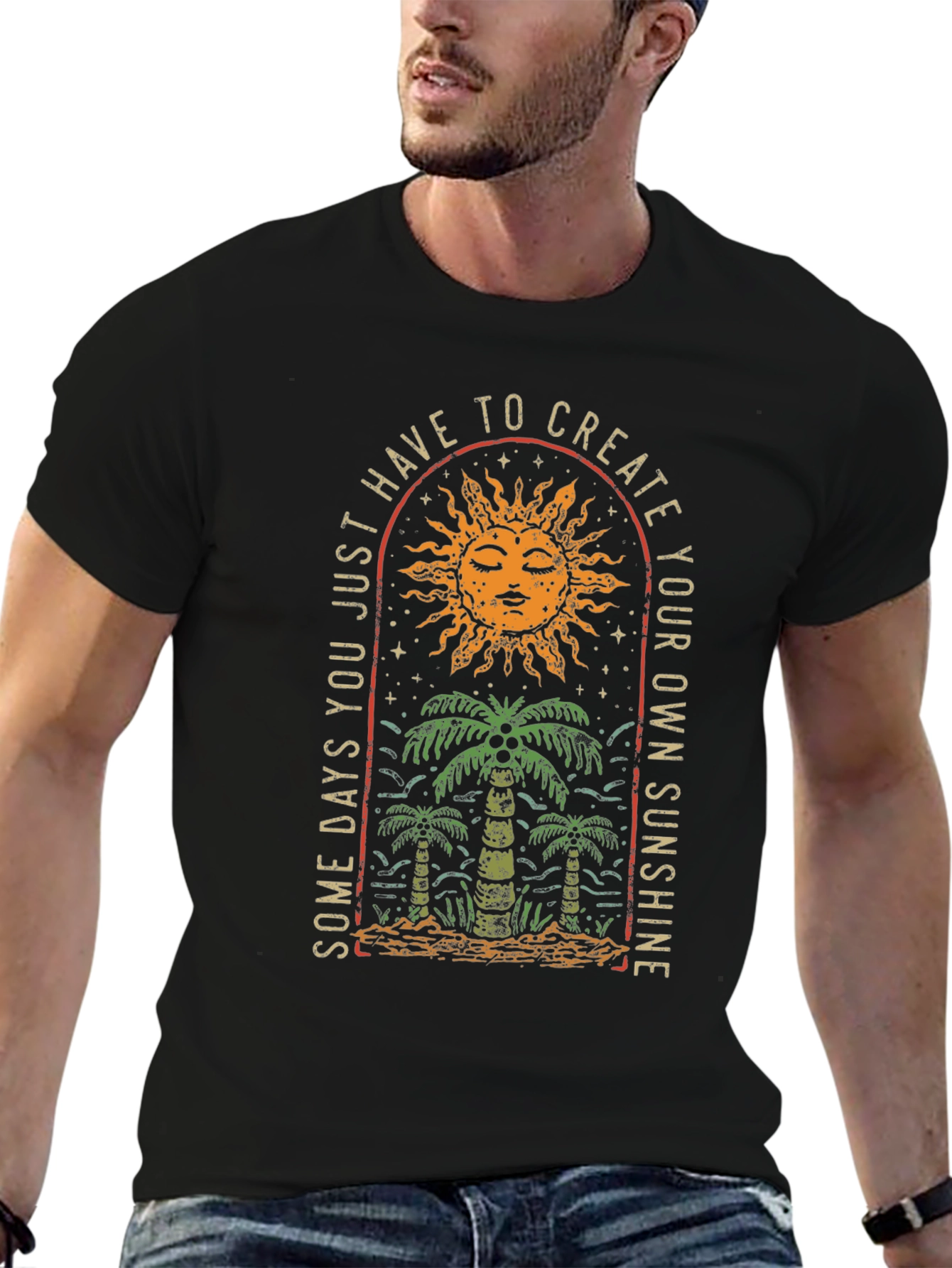 Sun & Palm Graphic Tee: Create Your Sunshine