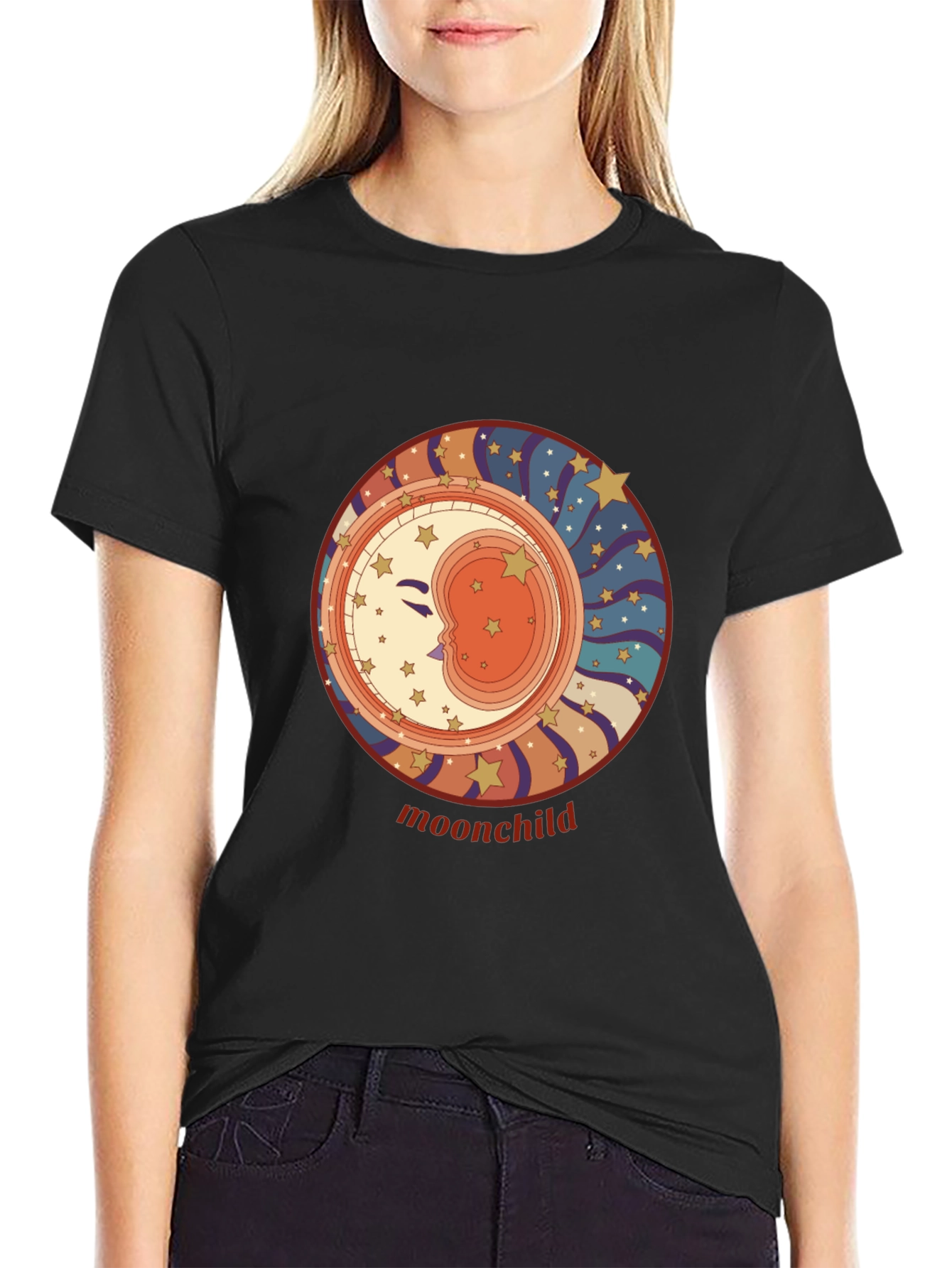 Moonchild Graphic Tee - Retro Celestial Style