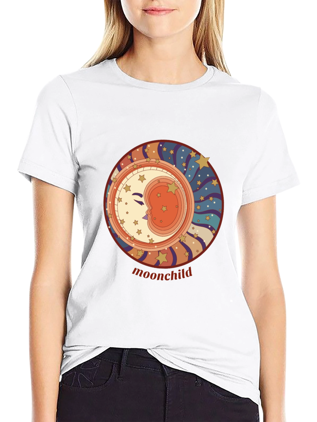 Moonchild Graphic Tee - Retro Celestial Style