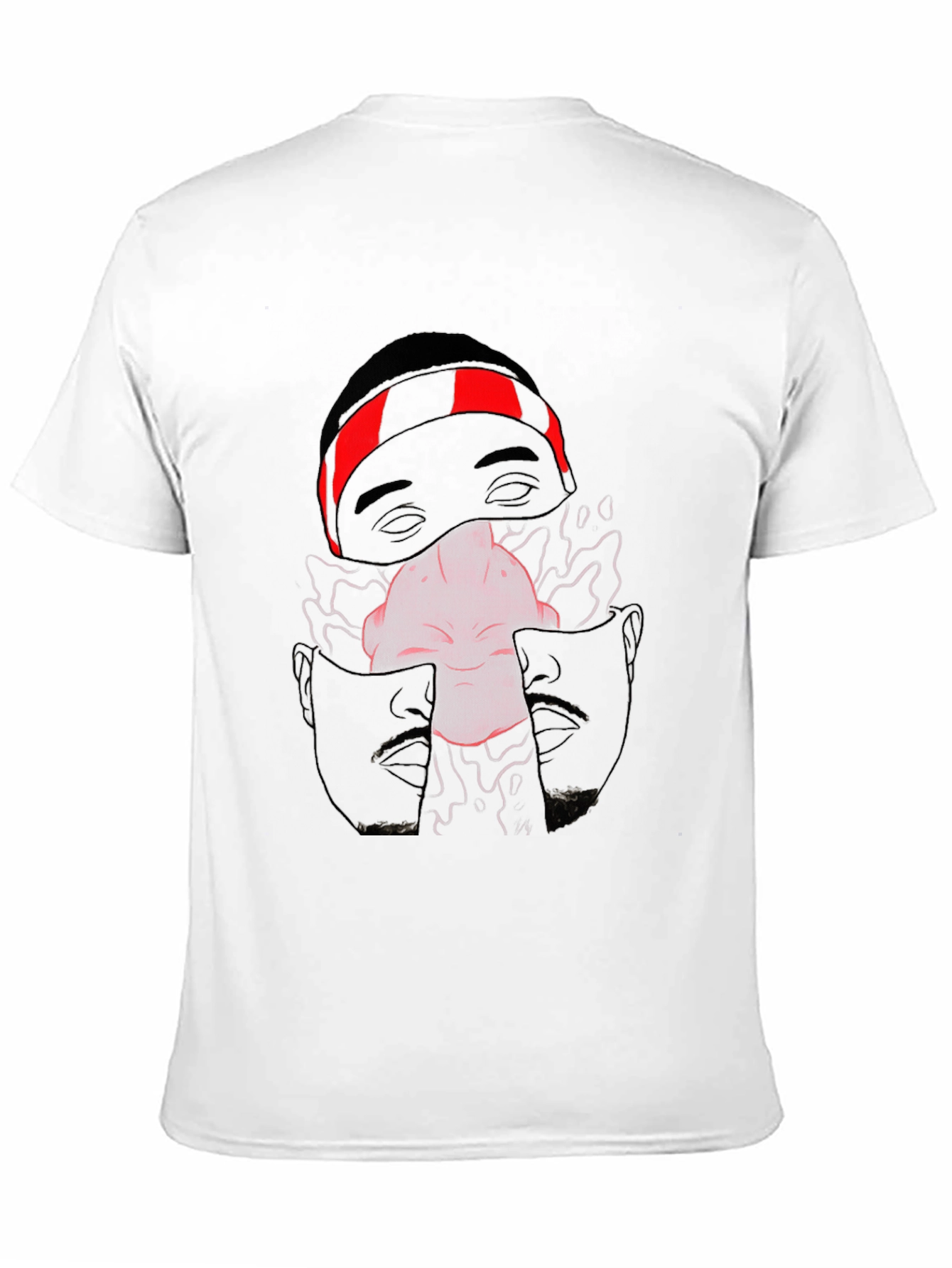 Unique Graphic Print Crew Neck Tee - Black