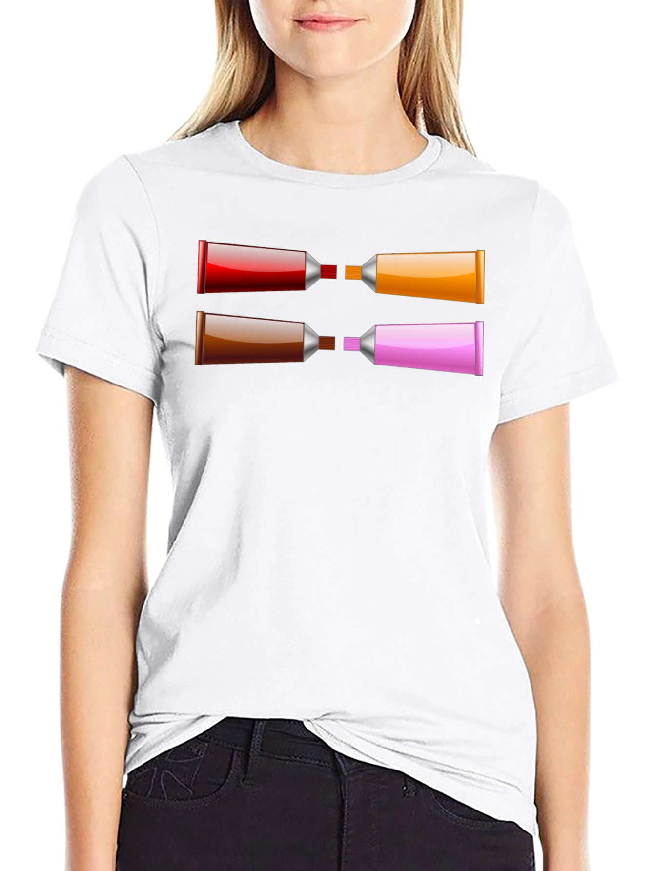 Abstract Paint Tube T-Shirt - Artistic Graphic Tee