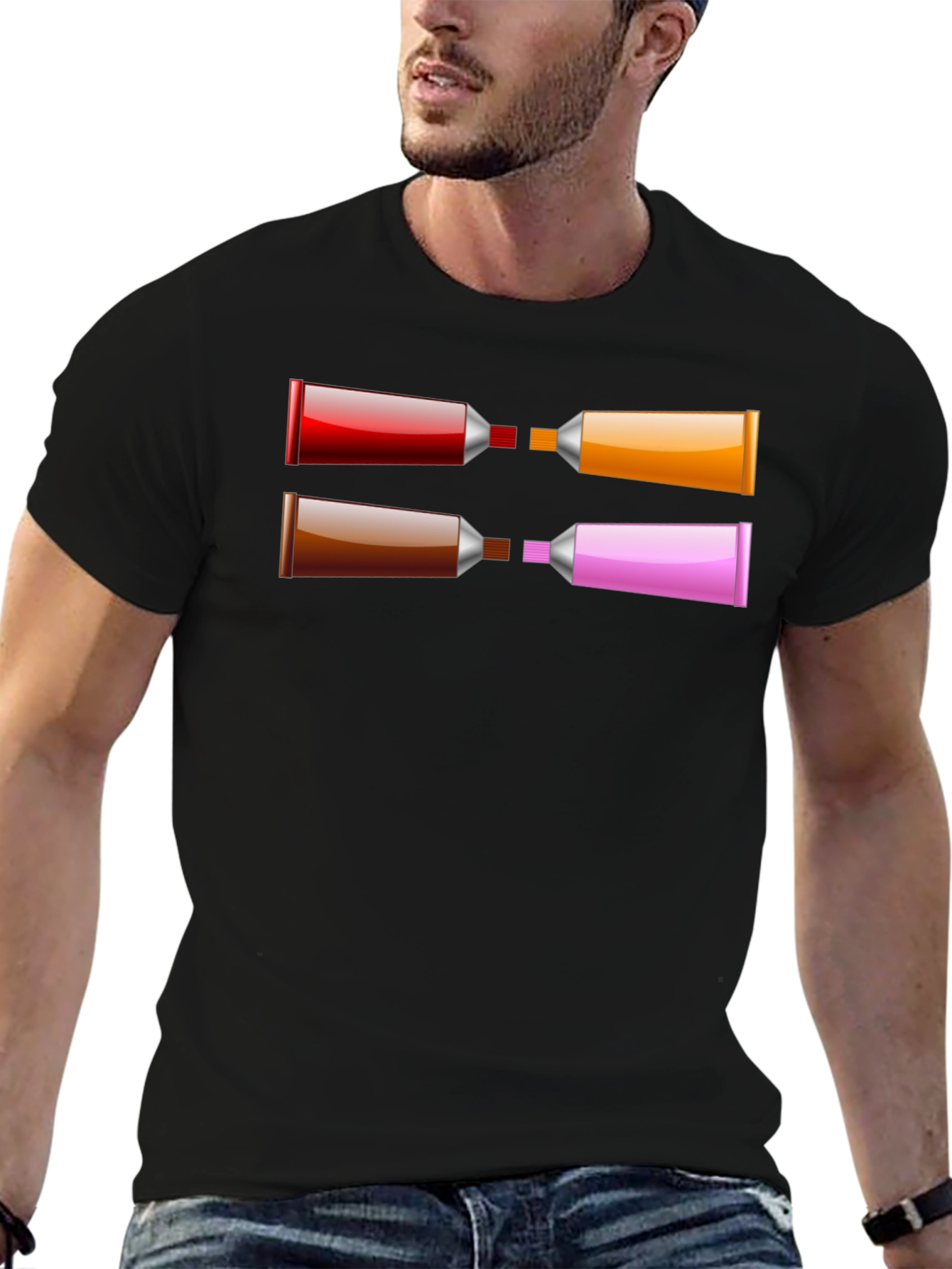 Abstract Paint Tube T-Shirt - Artistic Graphic Tee