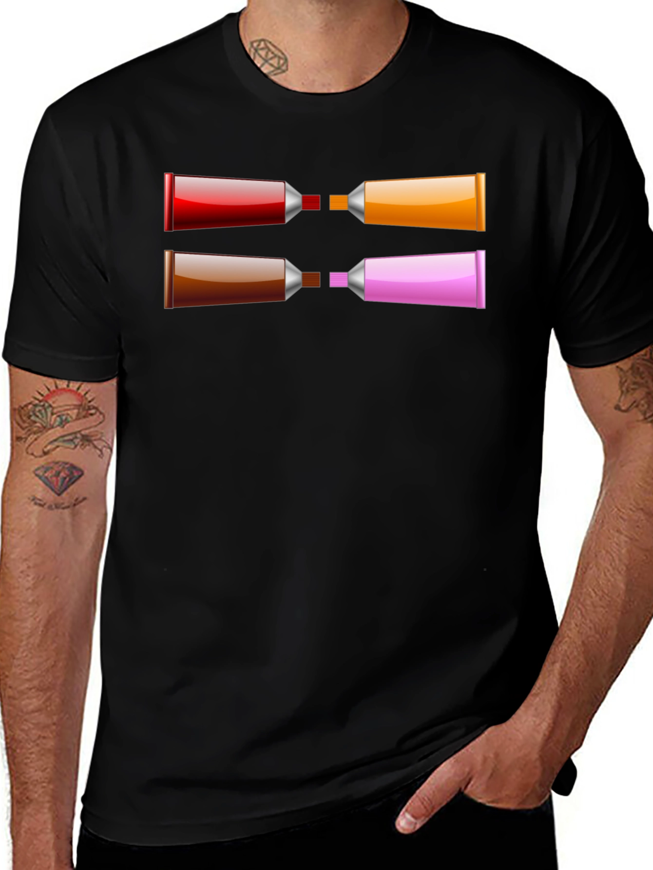 Abstract Paint Tube T-Shirt - Artistic Graphic Tee