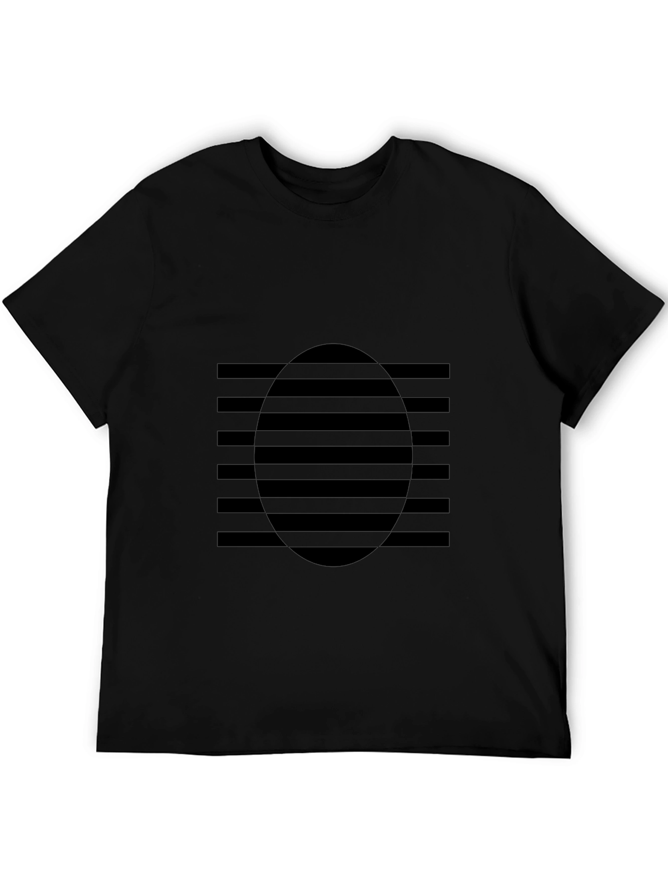 Modern Graphic Tee - Black Striped Oval Design