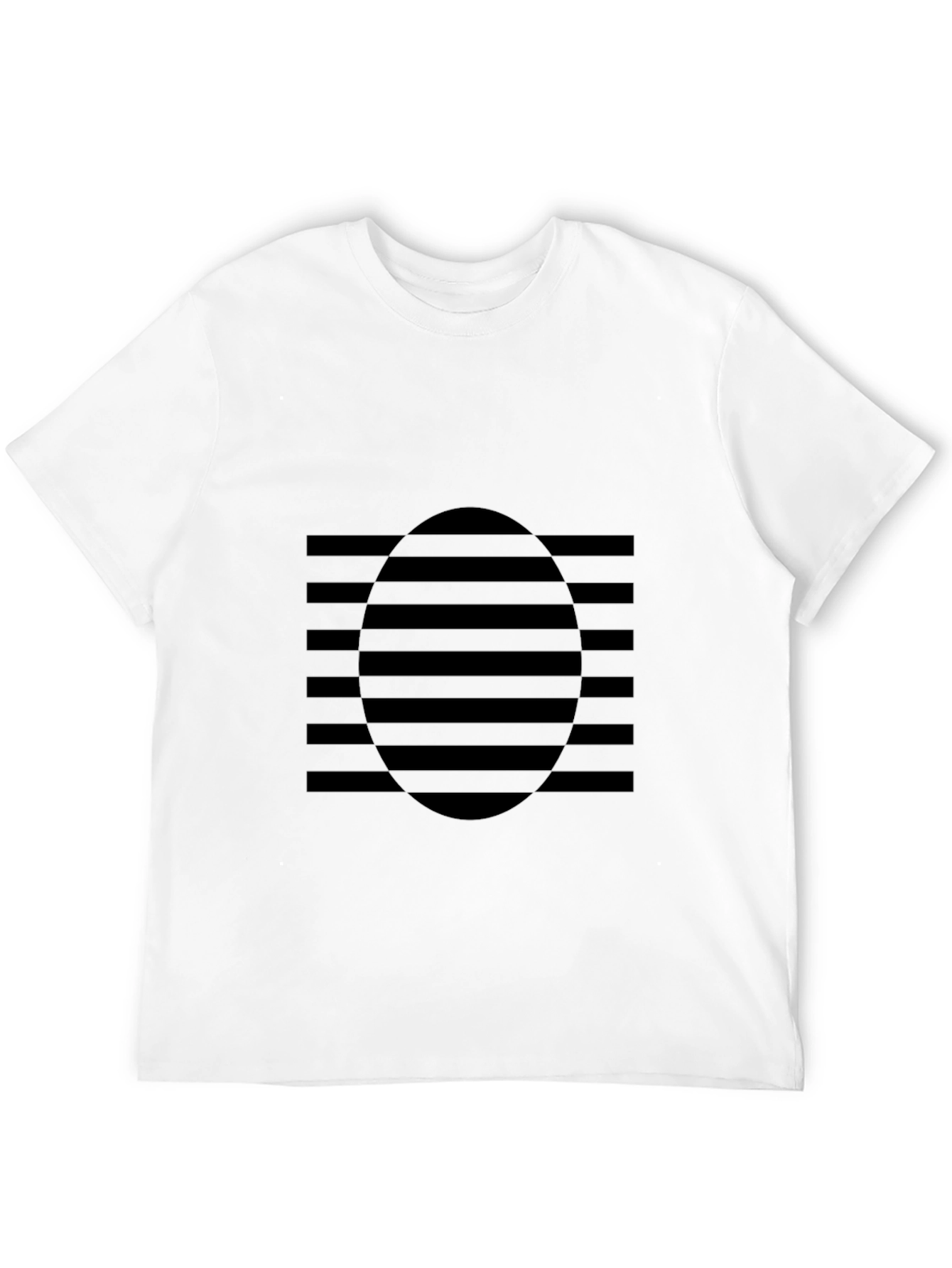 Modern Graphic Tee - Black Striped Oval Design