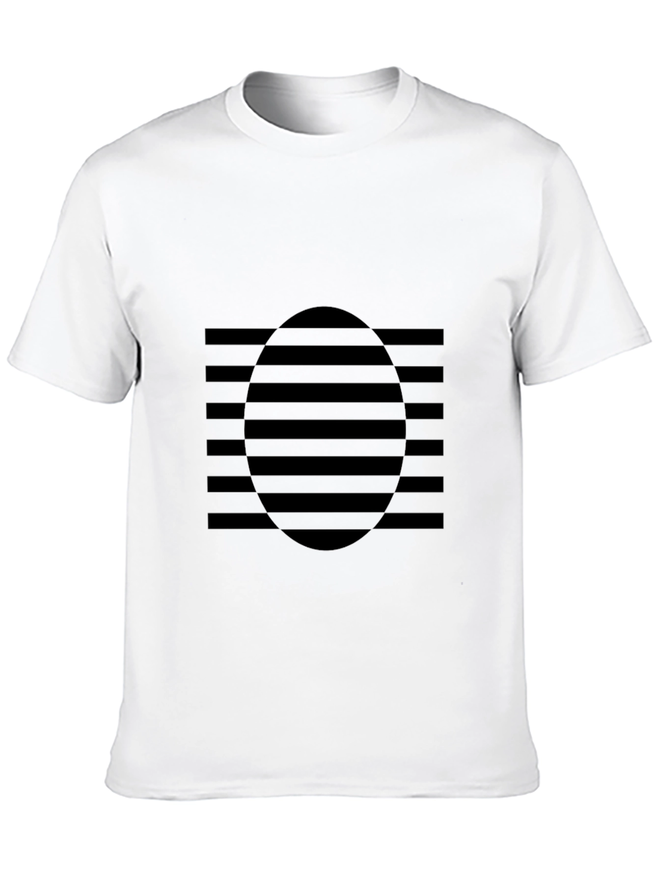 Modern Graphic Tee - Black Striped Oval Design