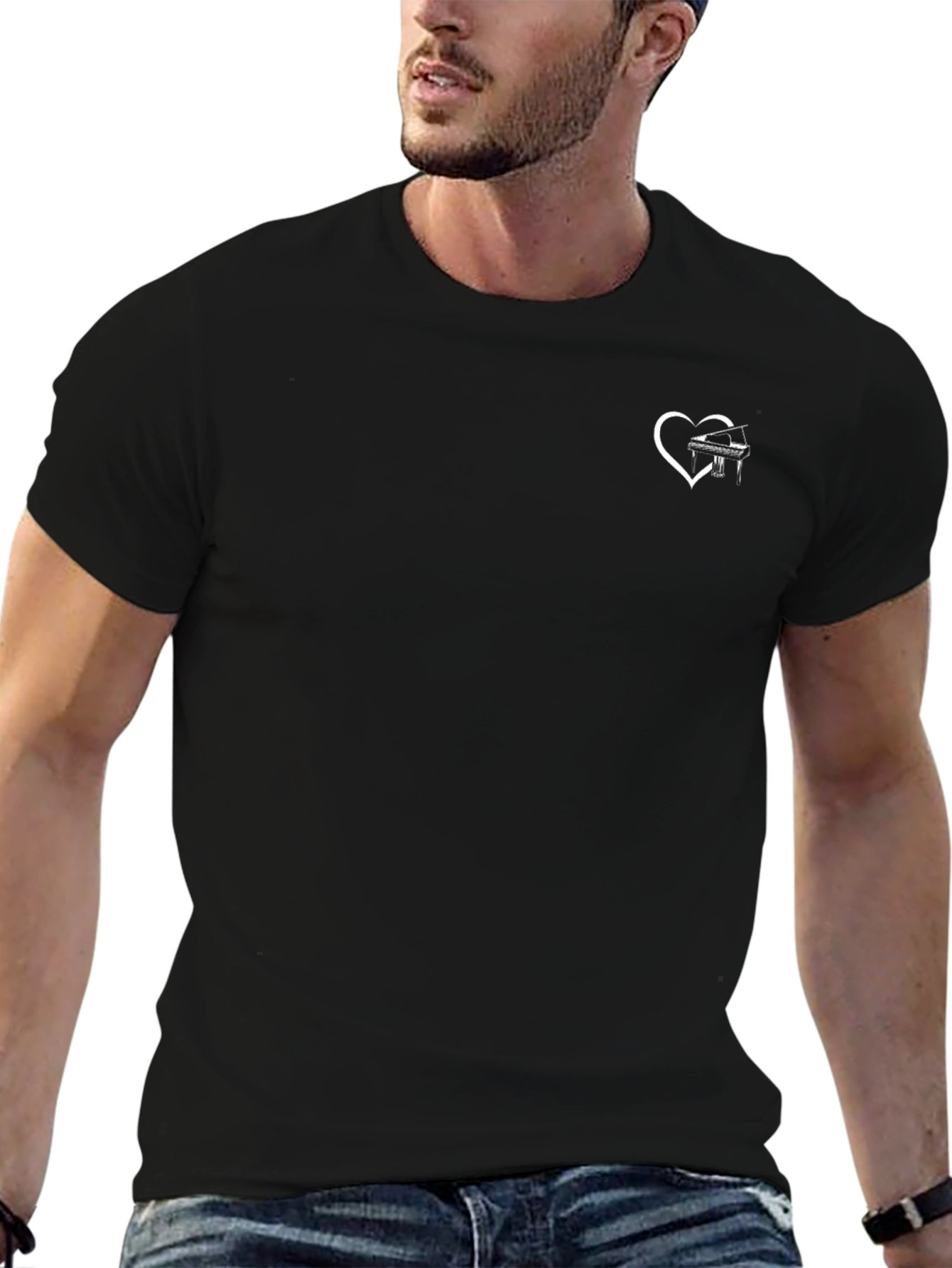 Piano Heart Graphic Tee - Black