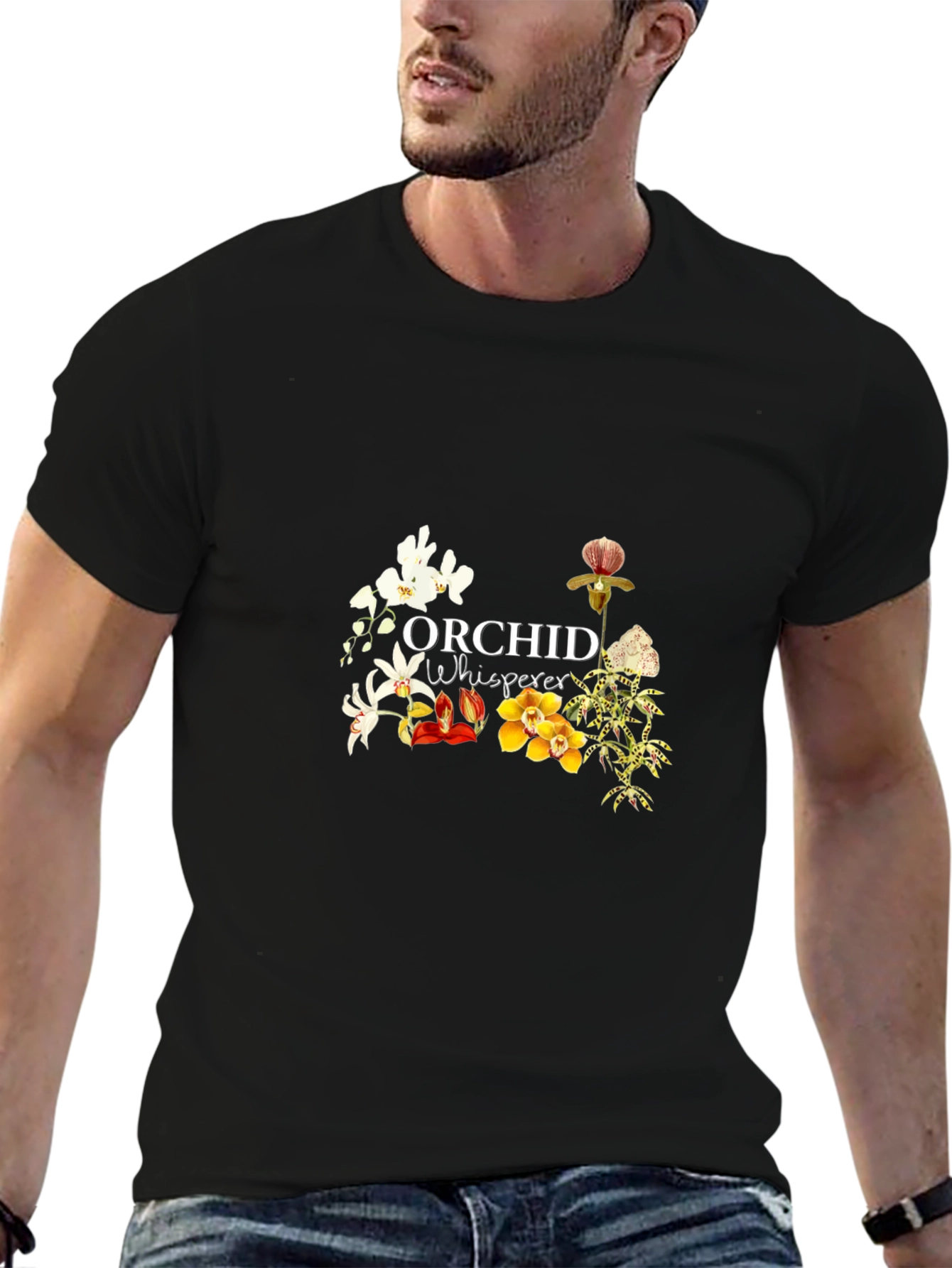 Orchid Whisperer Black Graphic Tee