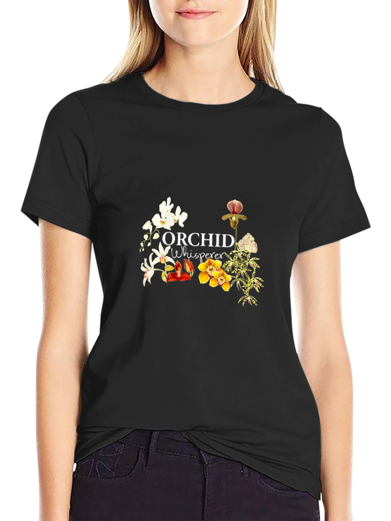 Orchid Whisperer Black Graphic Tee
