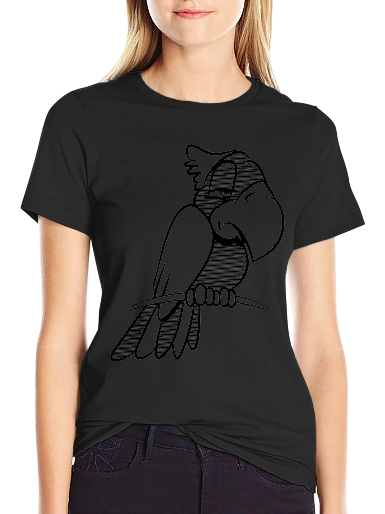 Cool Parrot Graphic Black T-Shirt
