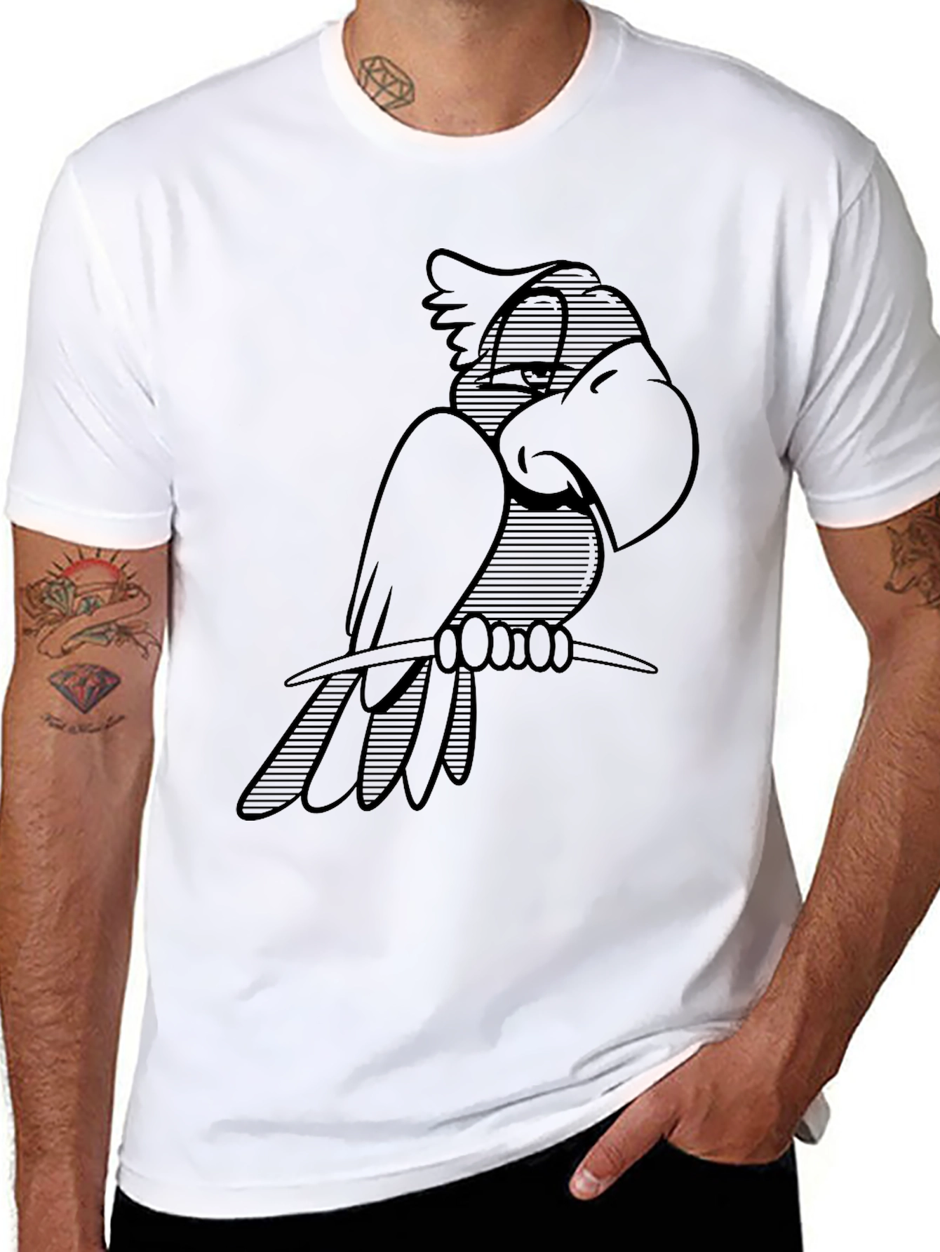 Cool Parrot Graphic Black T-Shirt