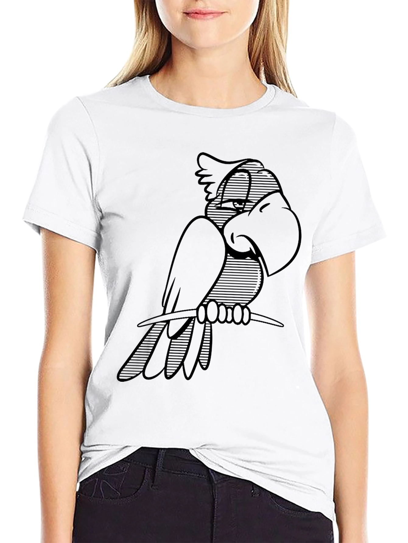Cool Parrot Graphic Black T-Shirt