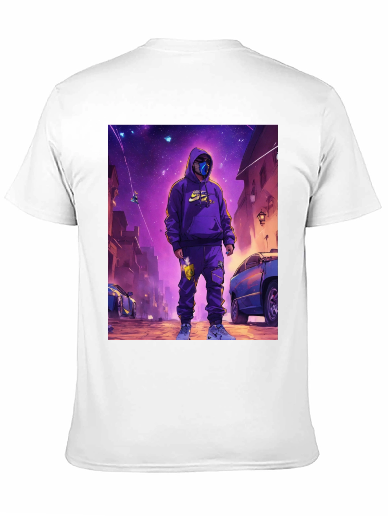 Black T-Shirt with Urban Galaxy Graphic