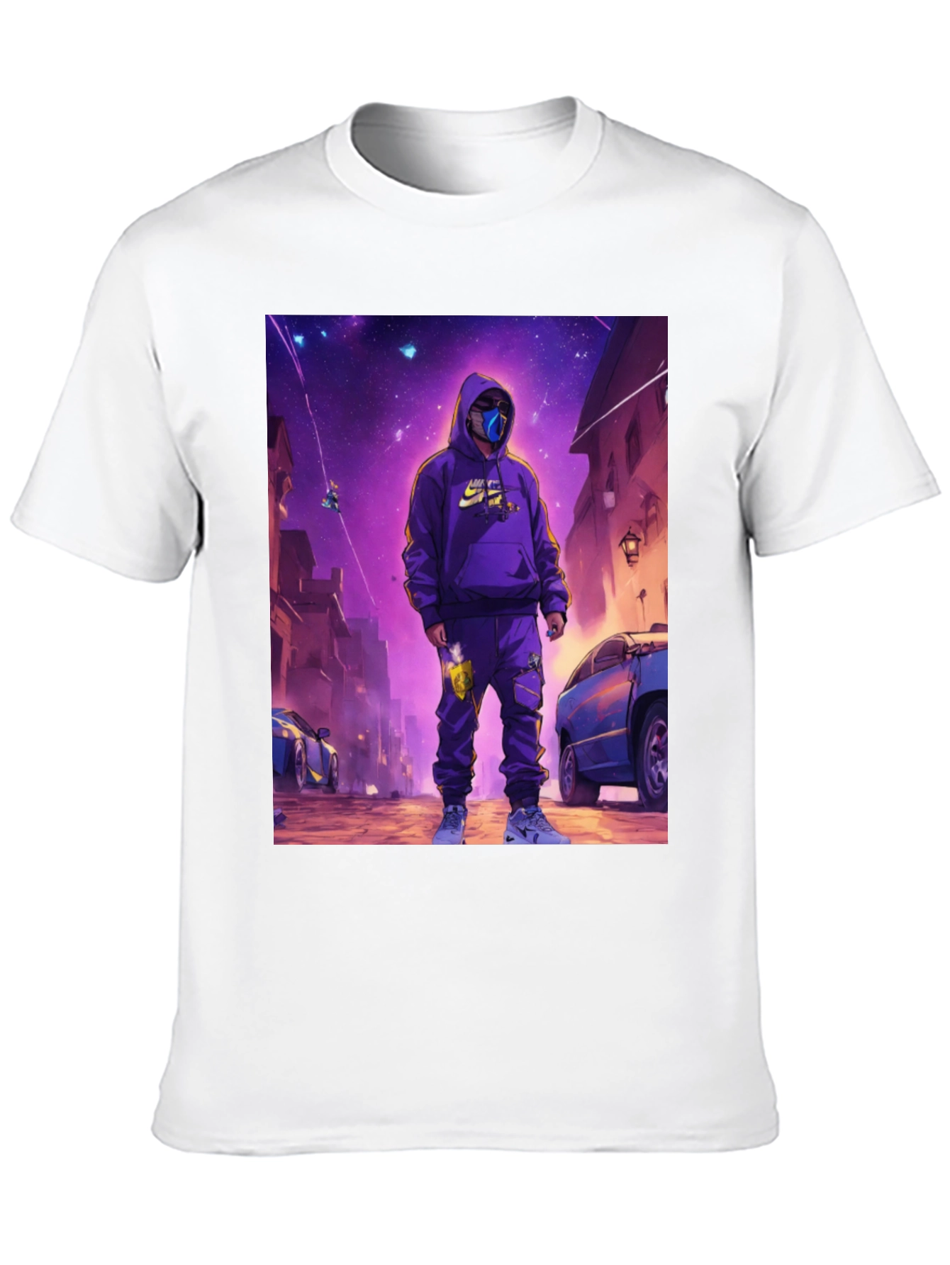 Black T-Shirt with Urban Galaxy Graphic