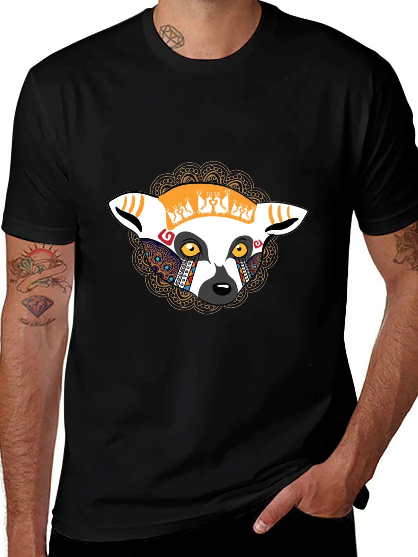 Lemur Graphic Print T-Shirt - Casual Style
