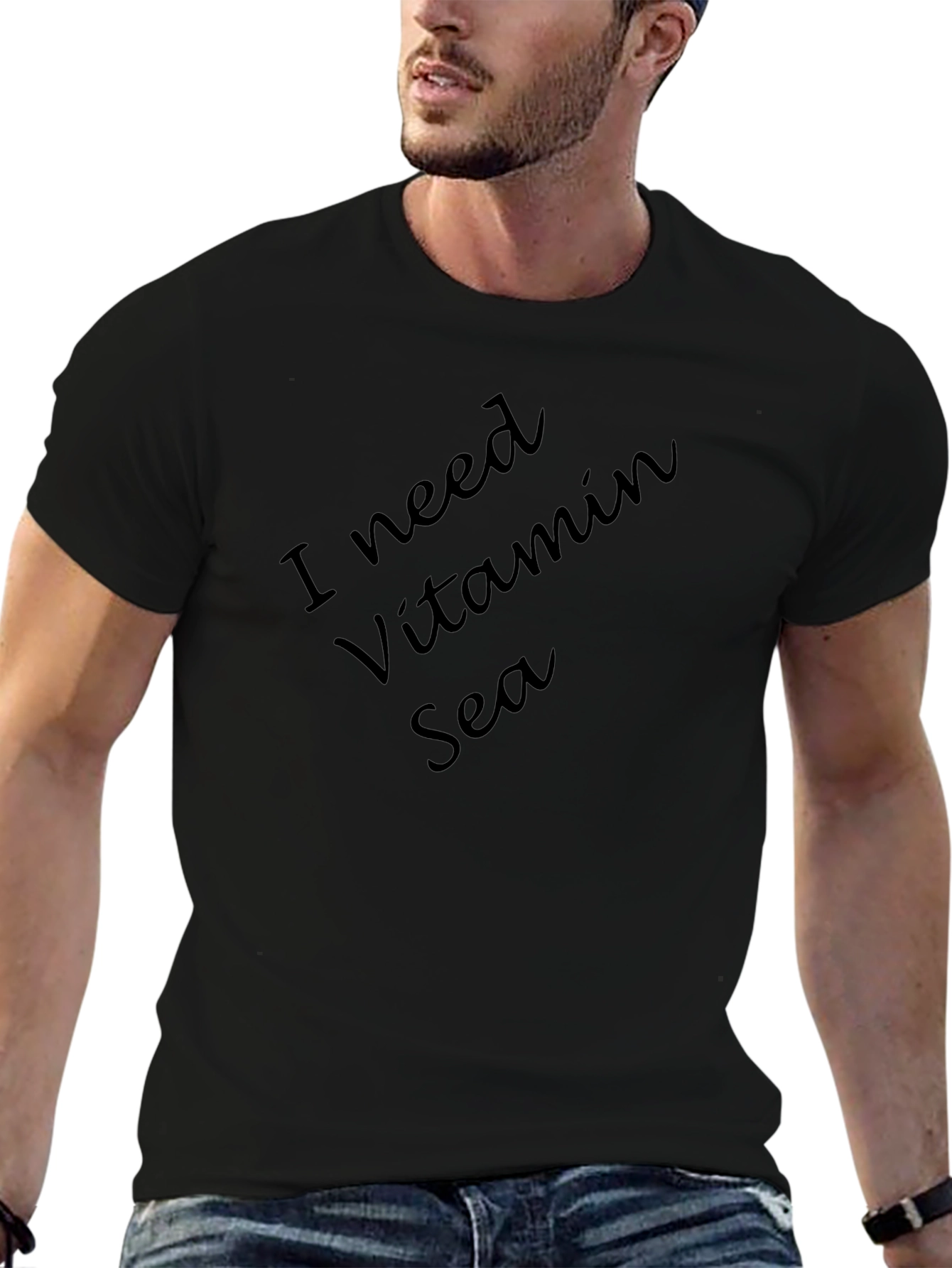 I Need Vitamin Sea Black T-Shirt